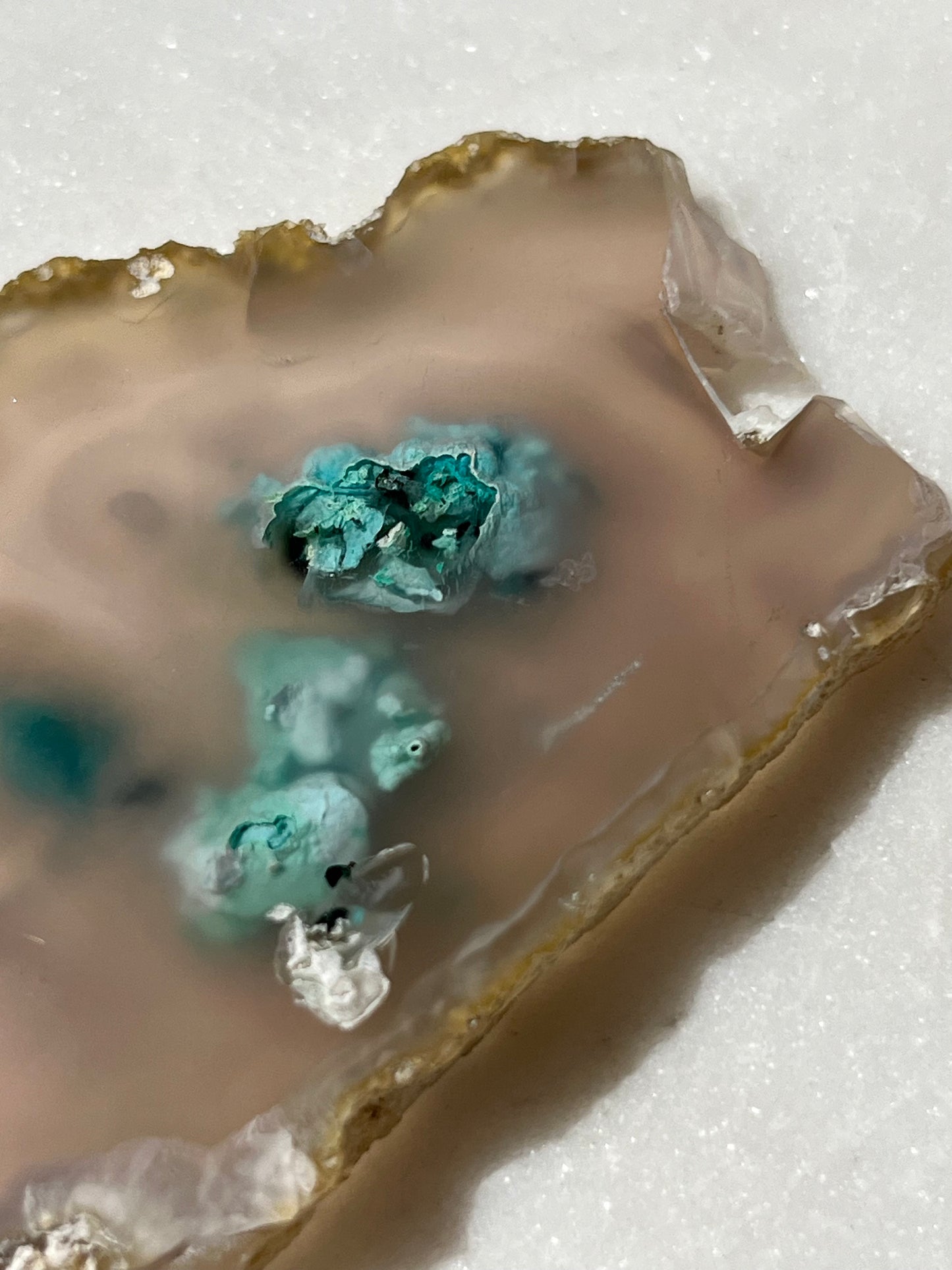 Chrysocolla in Chalcedony Slice w/Dendritic Inclusions