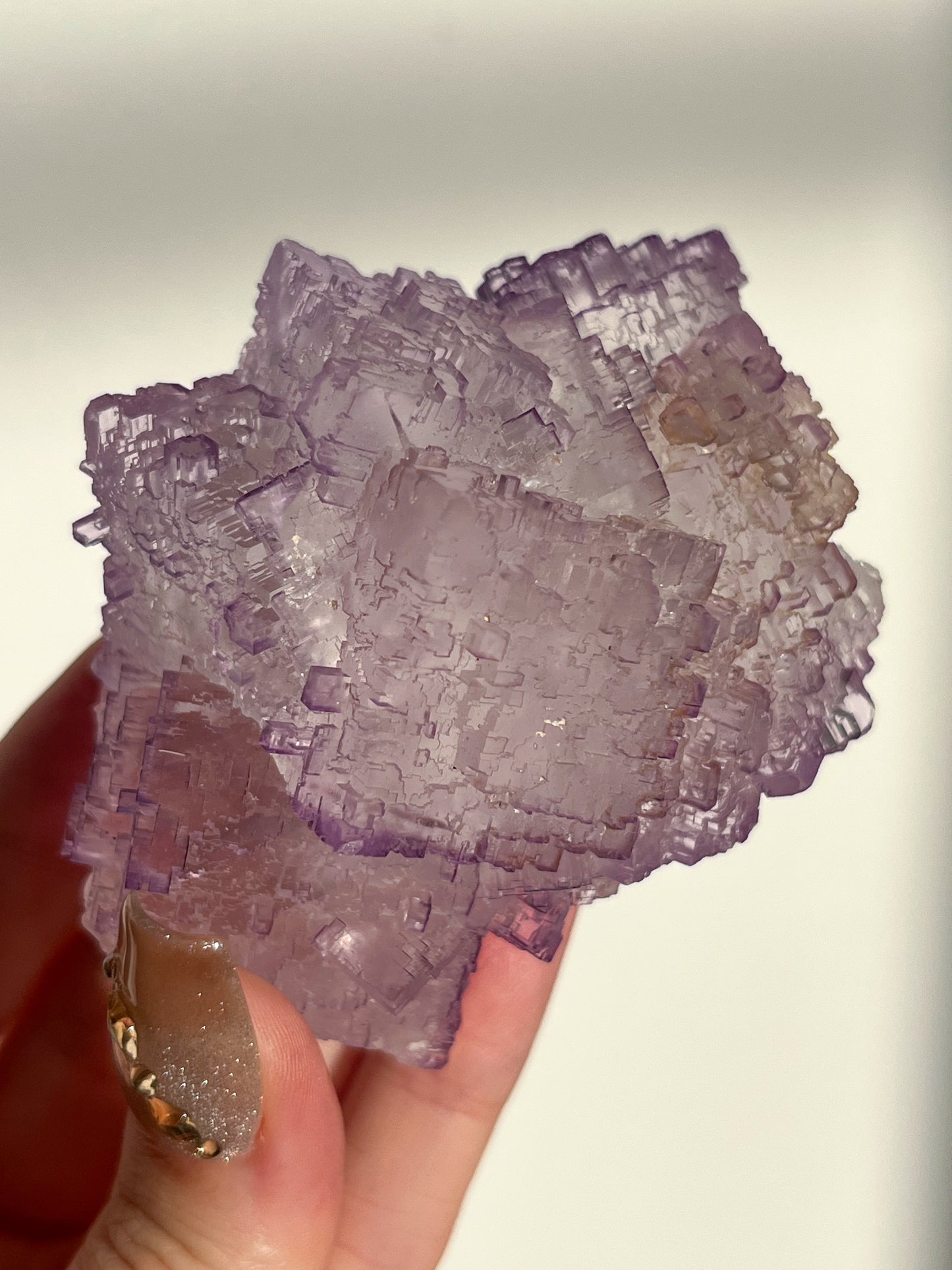 Stepped Purple Fluorite with Calcite