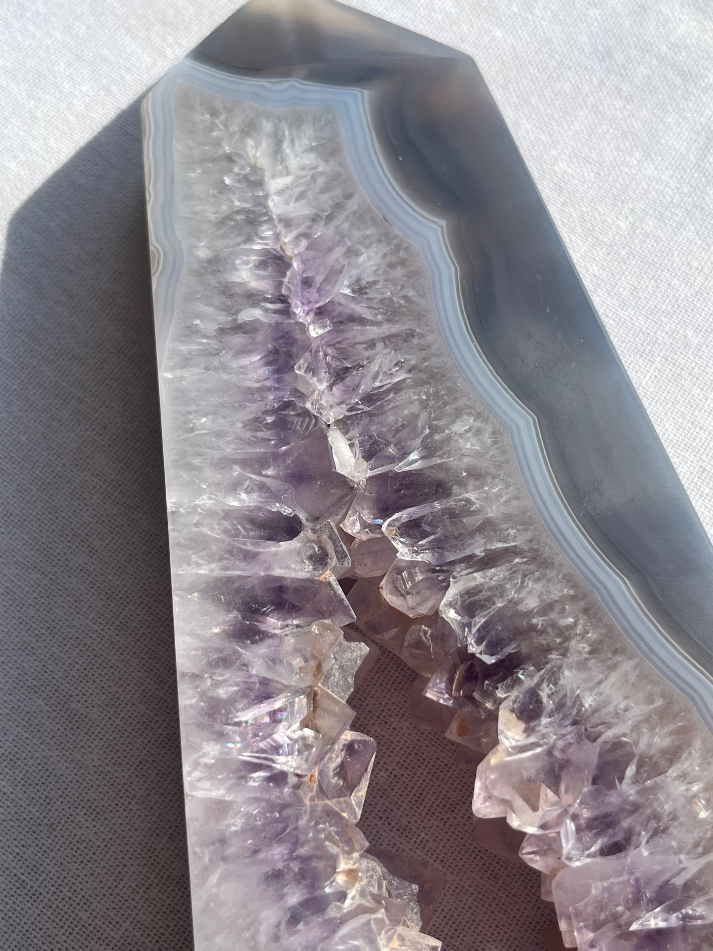 1.1kg Madagascan Amethyst Portal Tower in Blue Banded Agate w/Dendritic Inclusions