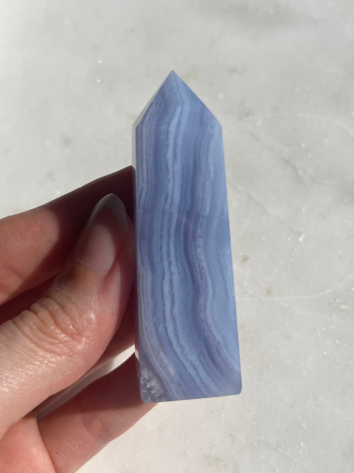High Grade Blue Lace Agate Tower w/ White Dendritic Inclusions #6 (Perfectly Imperfect)