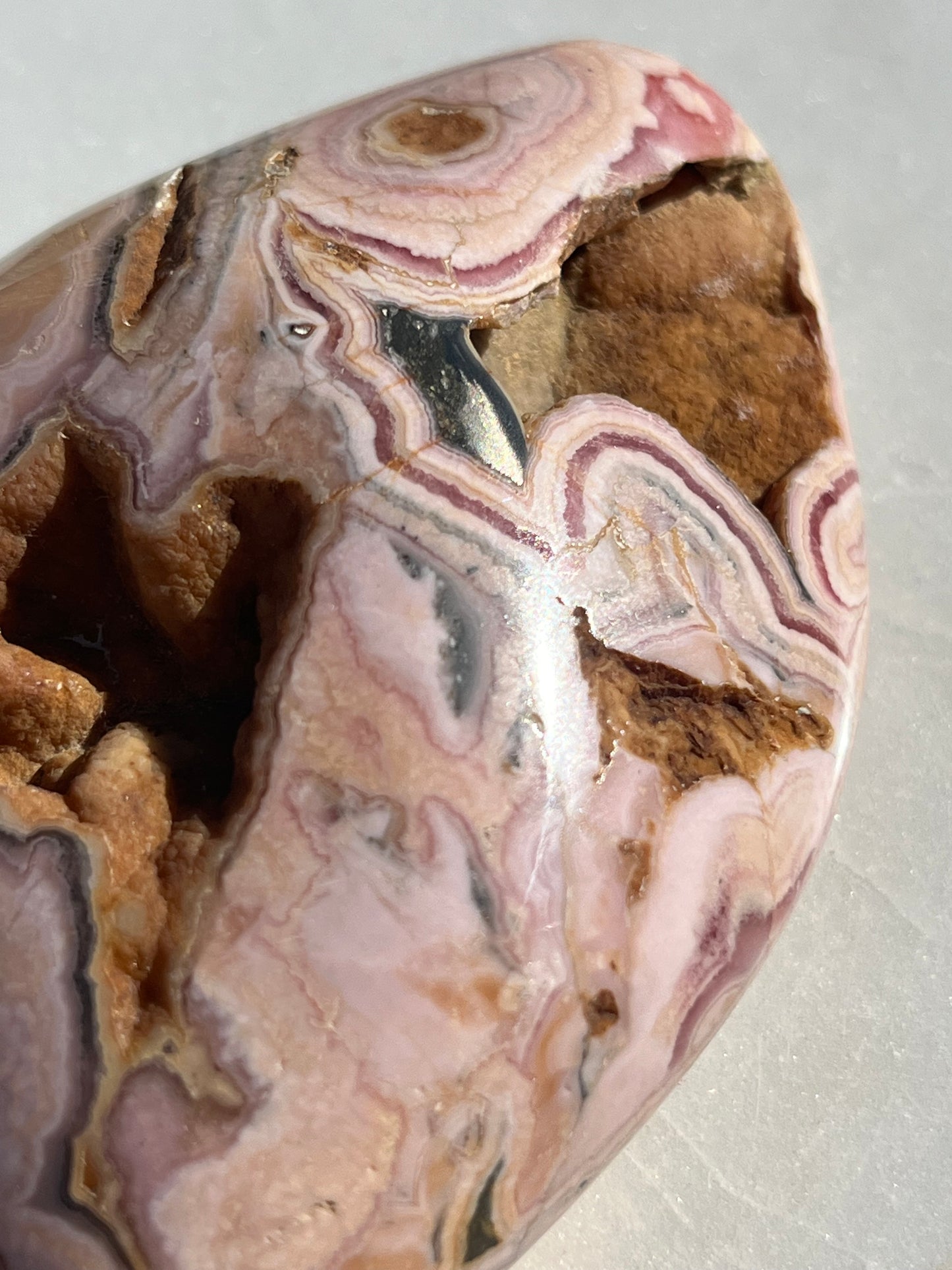 ‘Bunga’ Polished Rhodochrosite Freeform w/Crystallised Flower Pattern & Pyrite #5