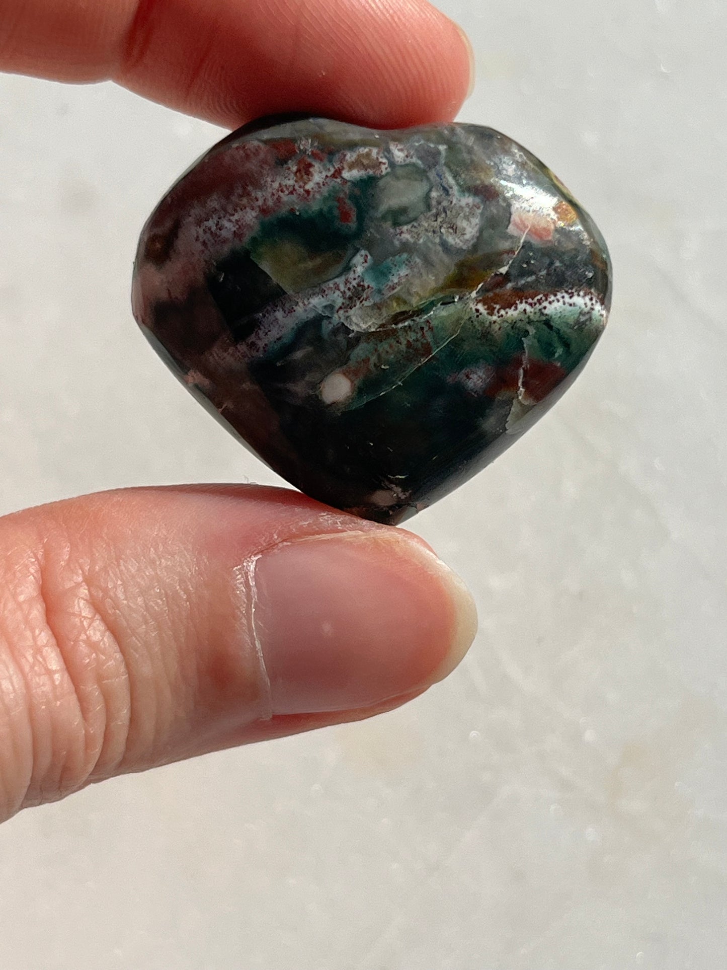 Orbicular Jasper Heart Carving (You Choose)