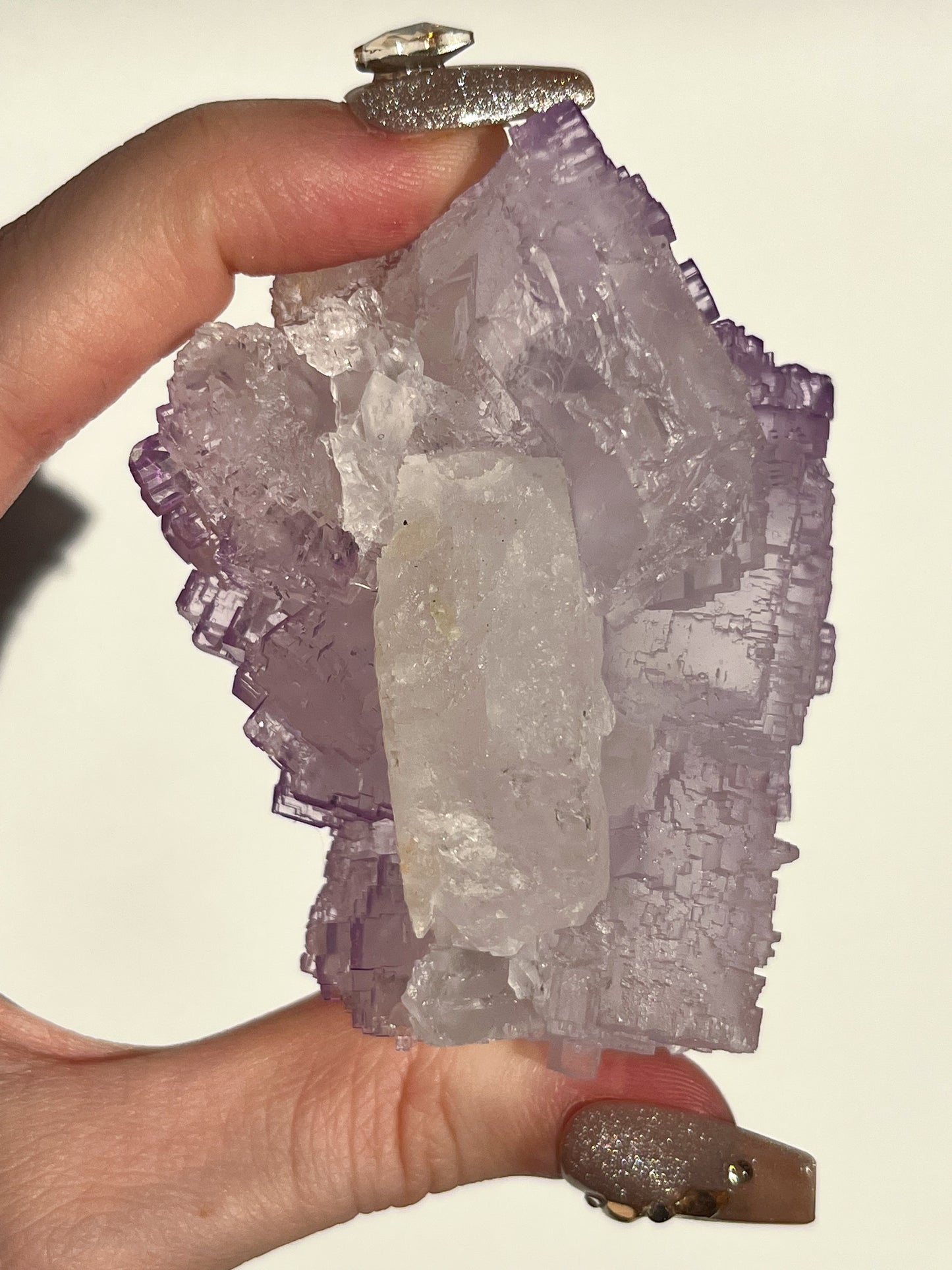 Stepped Purple Fluorite with Calcite