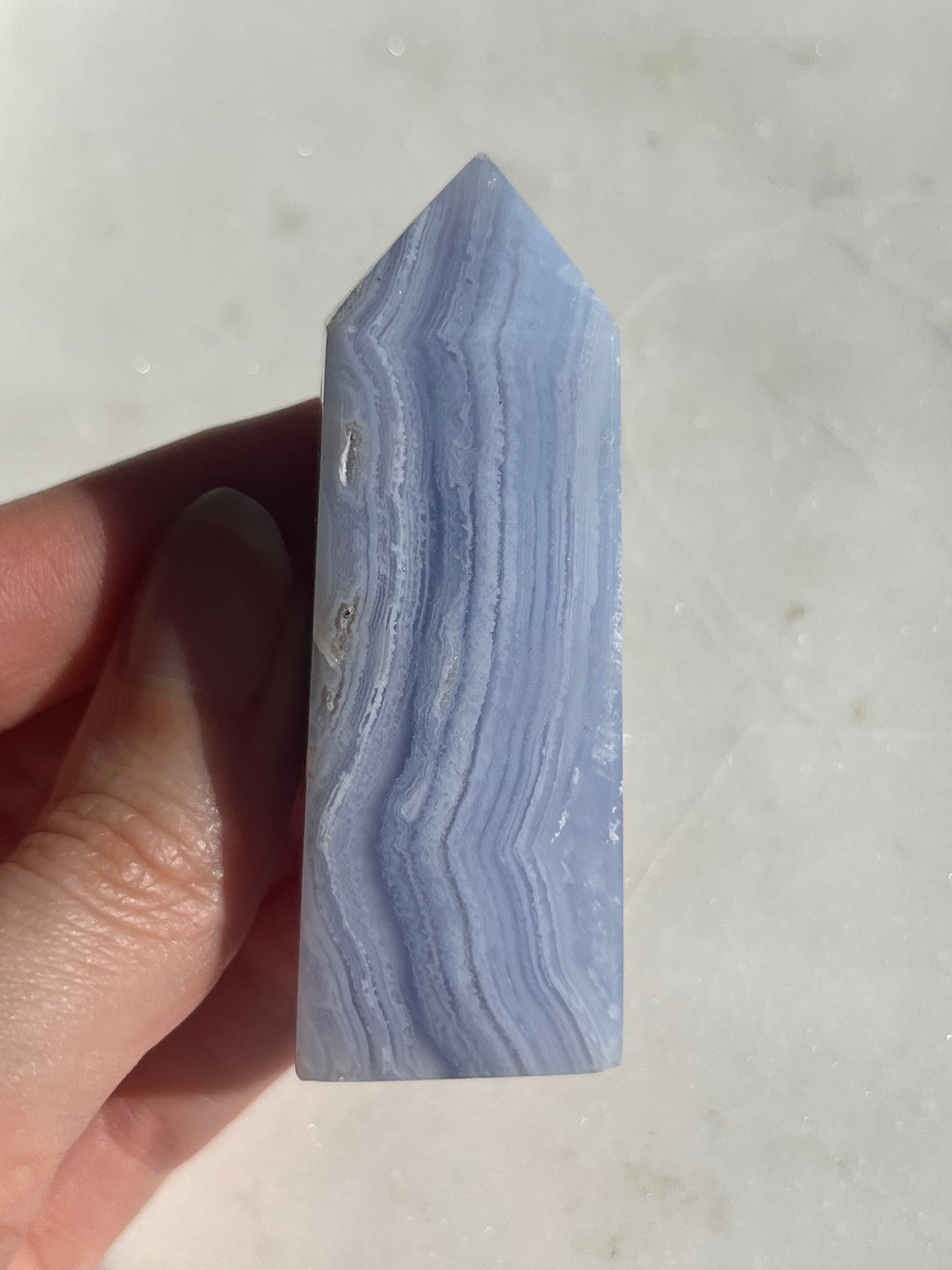 A Grade Blue Lace Agate Tower w/ White Dendritic Inclusions #7