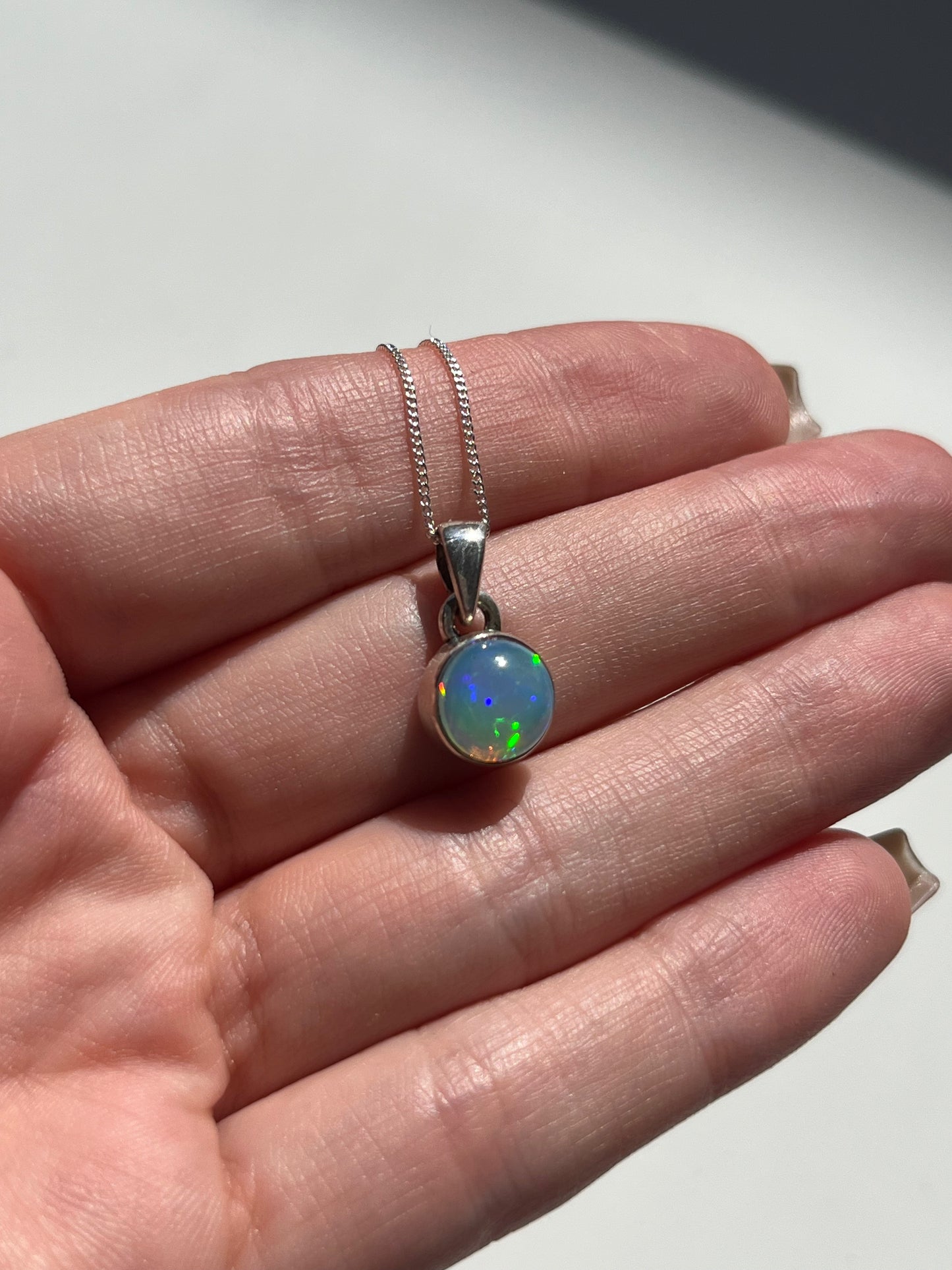 A Grade Ethiopian Opal Sterling Silver Pendant & Chain #A