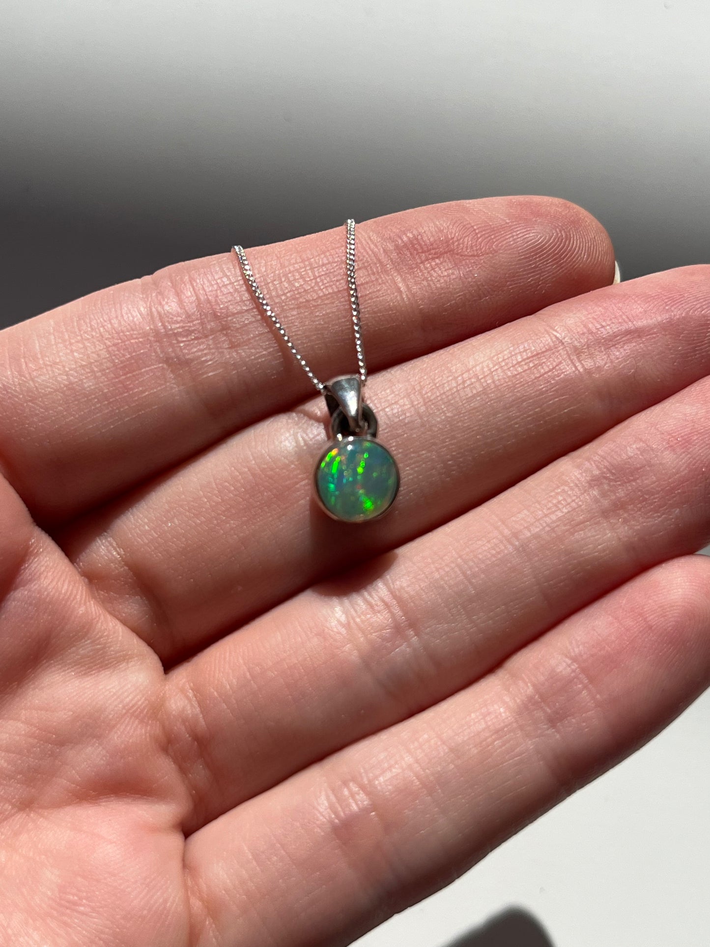 A Grade Ethiopian Opal Sterling Silver Pendant & Chain #E