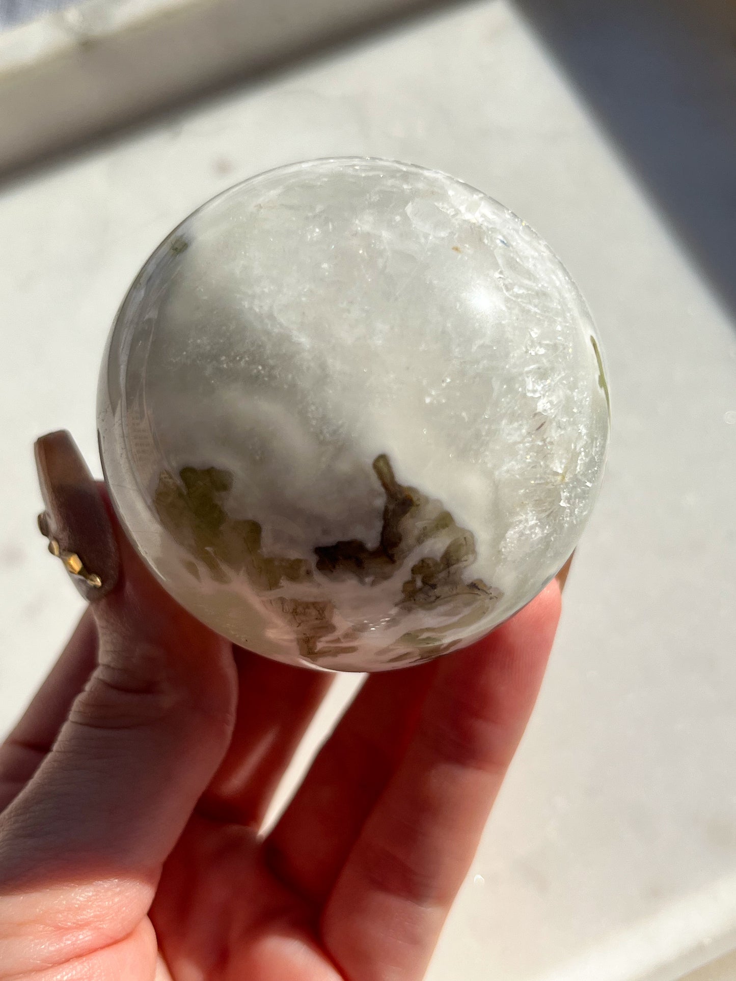 'Polar' A Grade Tree Agate in Quartz Sphere #3