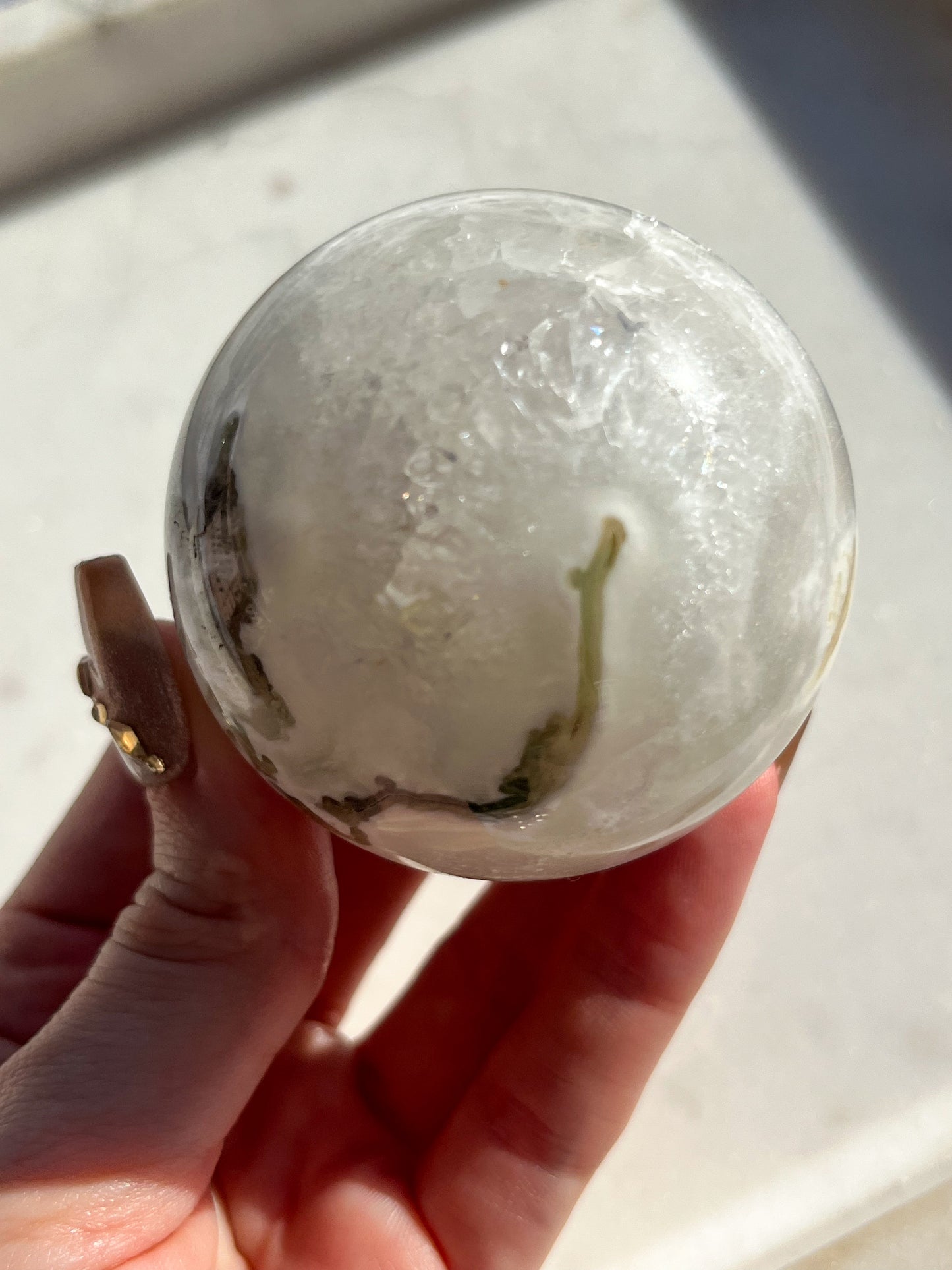 'Polar' A Grade Tree Agate in Quartz Sphere #3