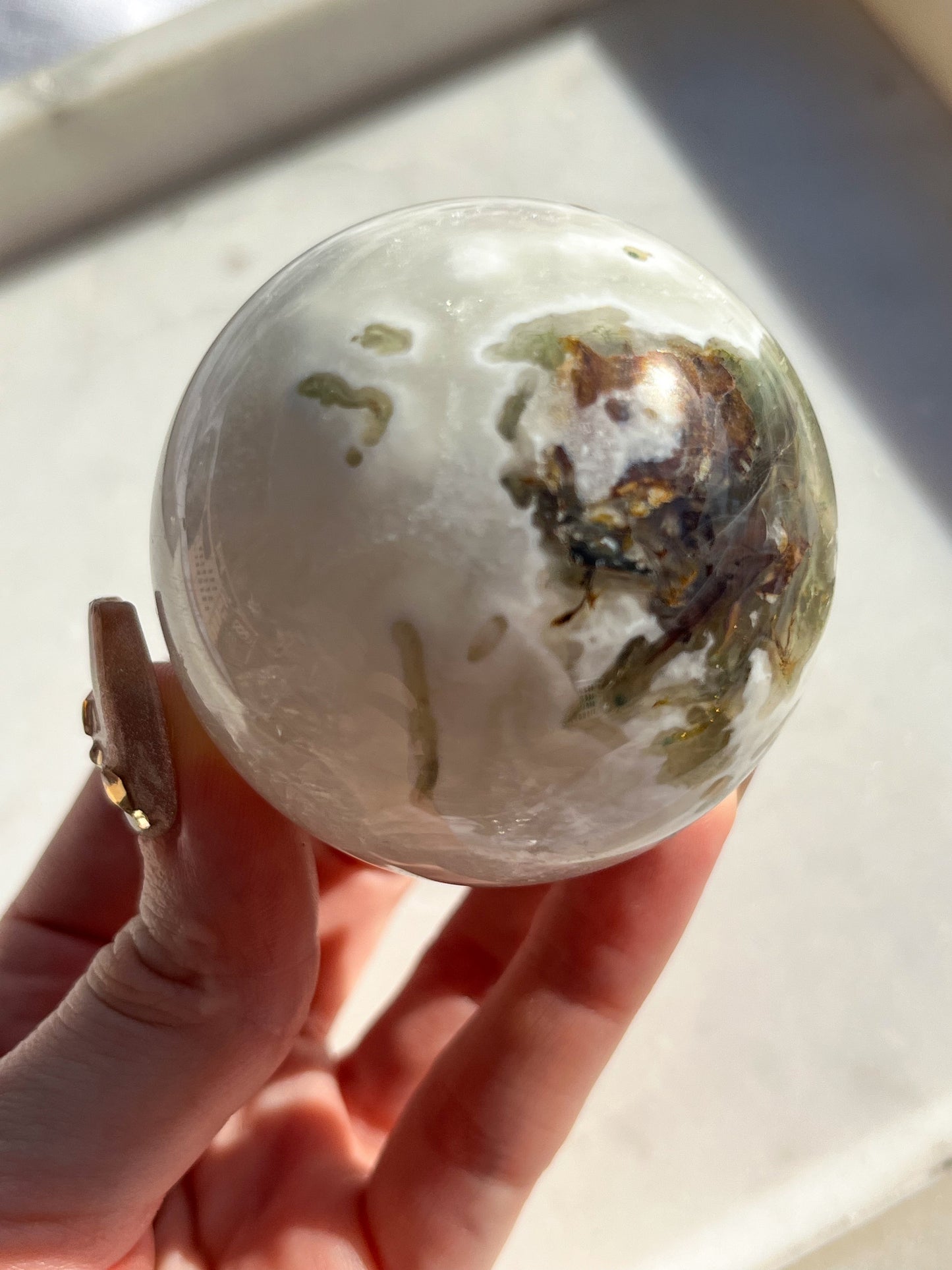 'Polar' A Grade Tree Agate in Quartz Sphere #3