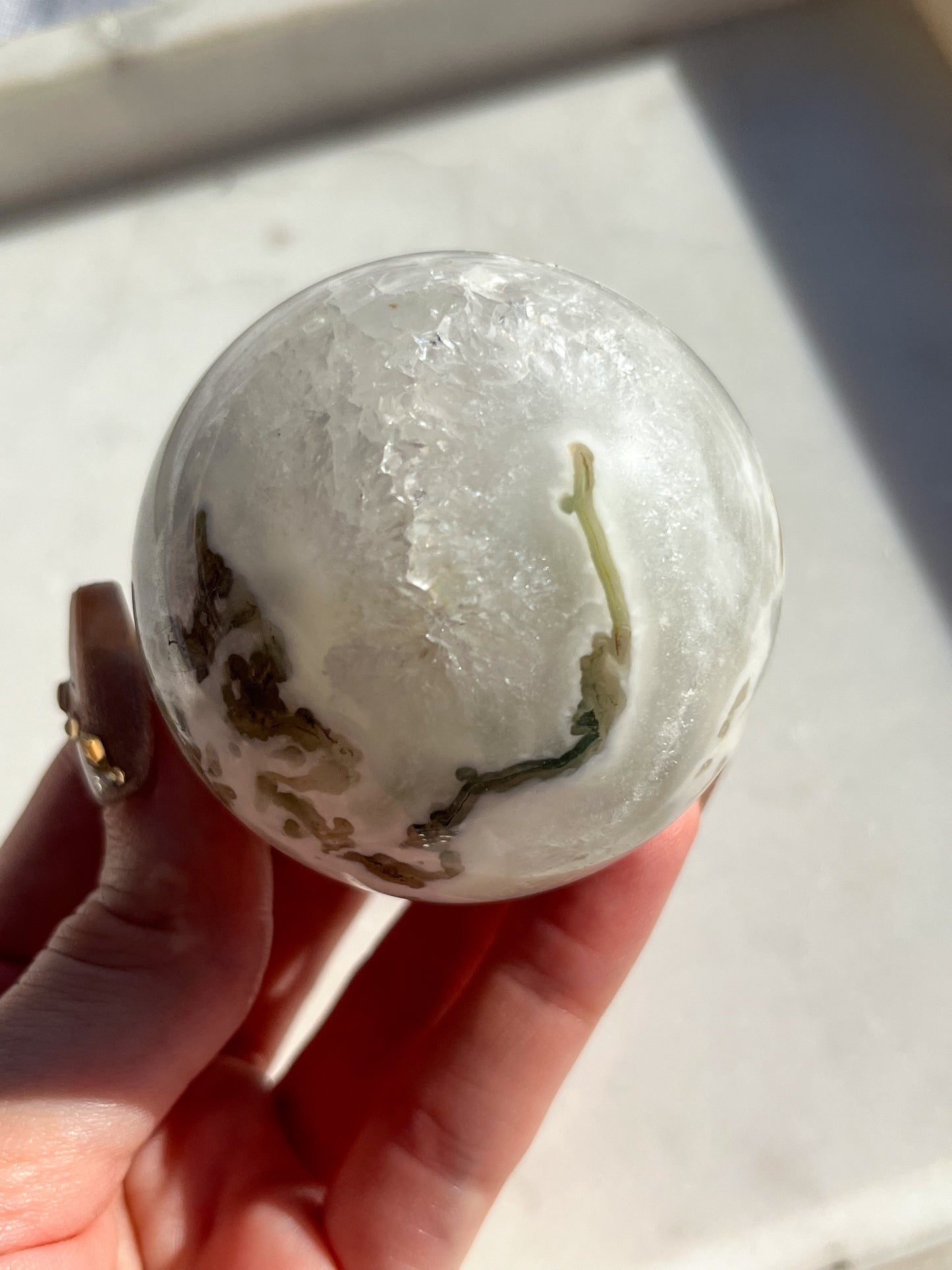 'Polar' A Grade Tree Agate in Quartz Sphere #3