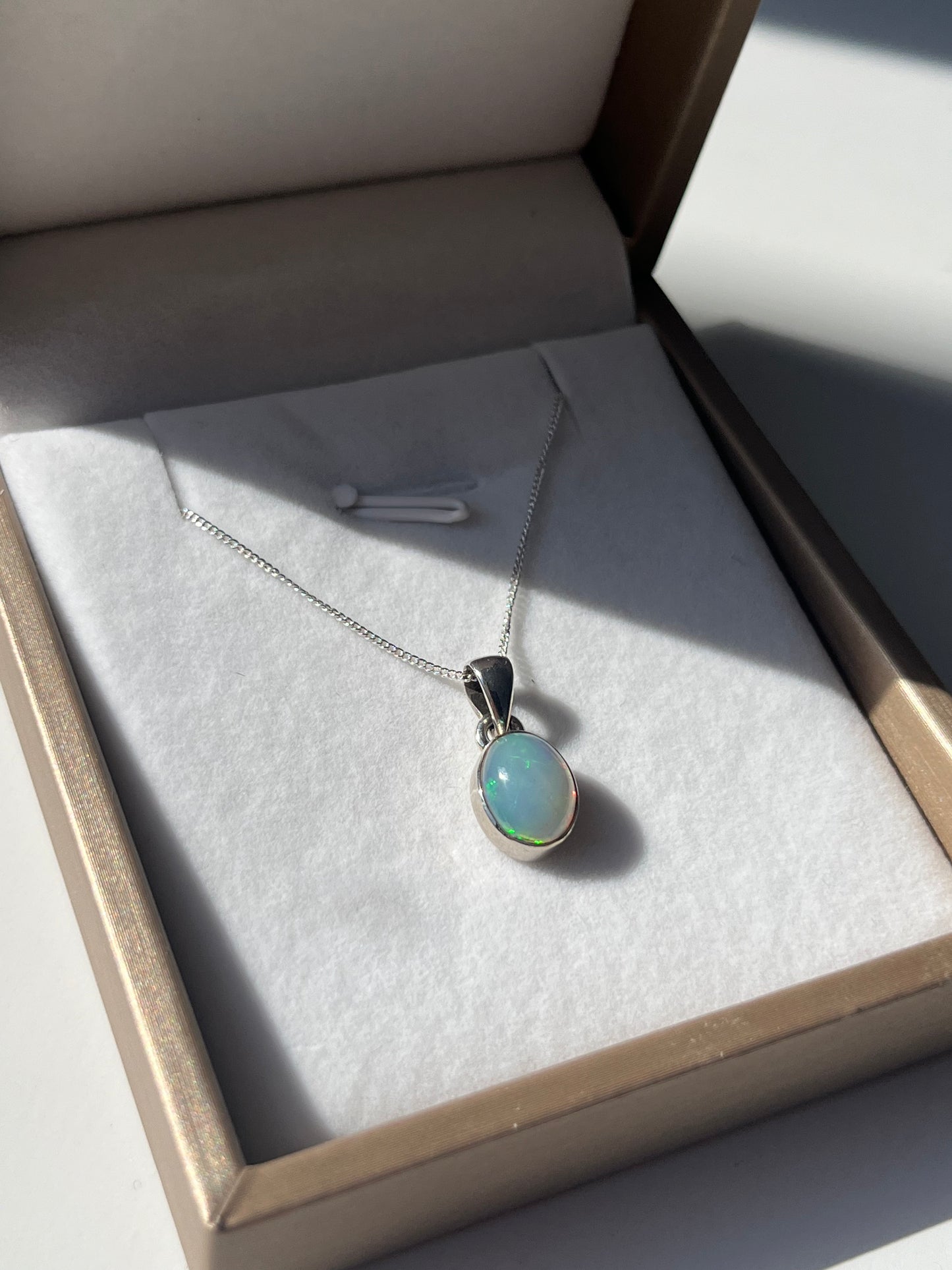 A Grade Ethiopian Opal Sterling Silver Pendant & Chain #C