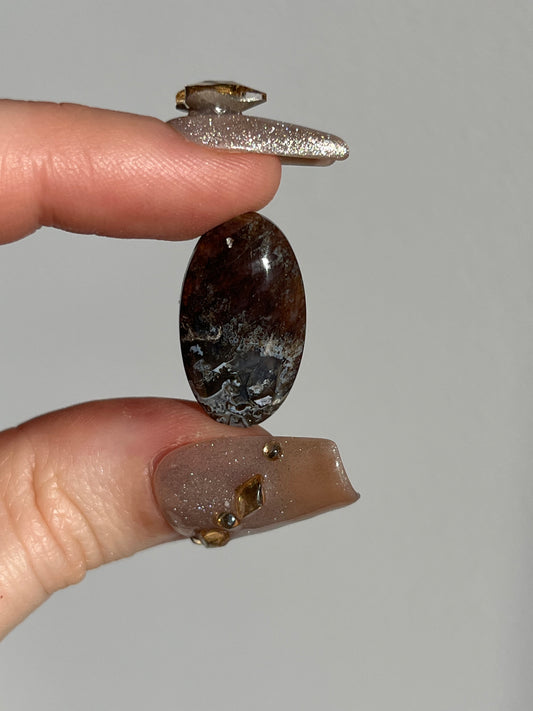 Black Petrified Wood and Marcasite Oval Cabochon (You Choose)