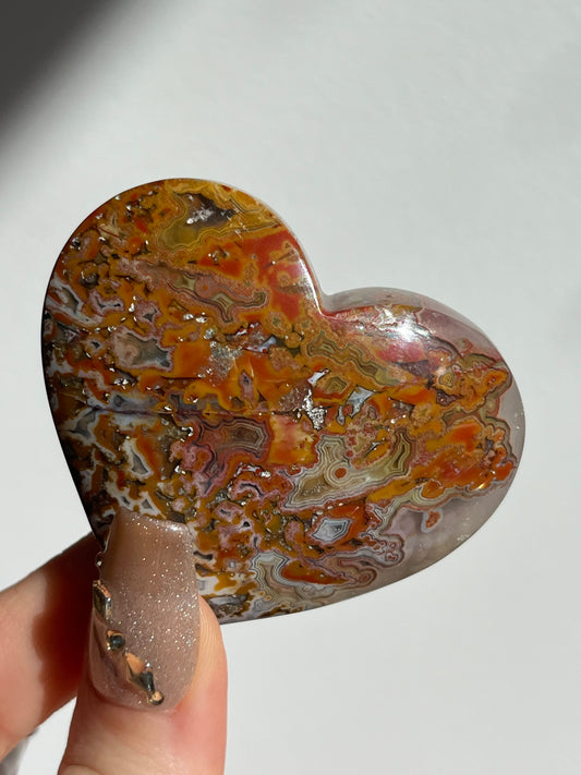 Agatised Petrified Wood Puffy Heart Carving D