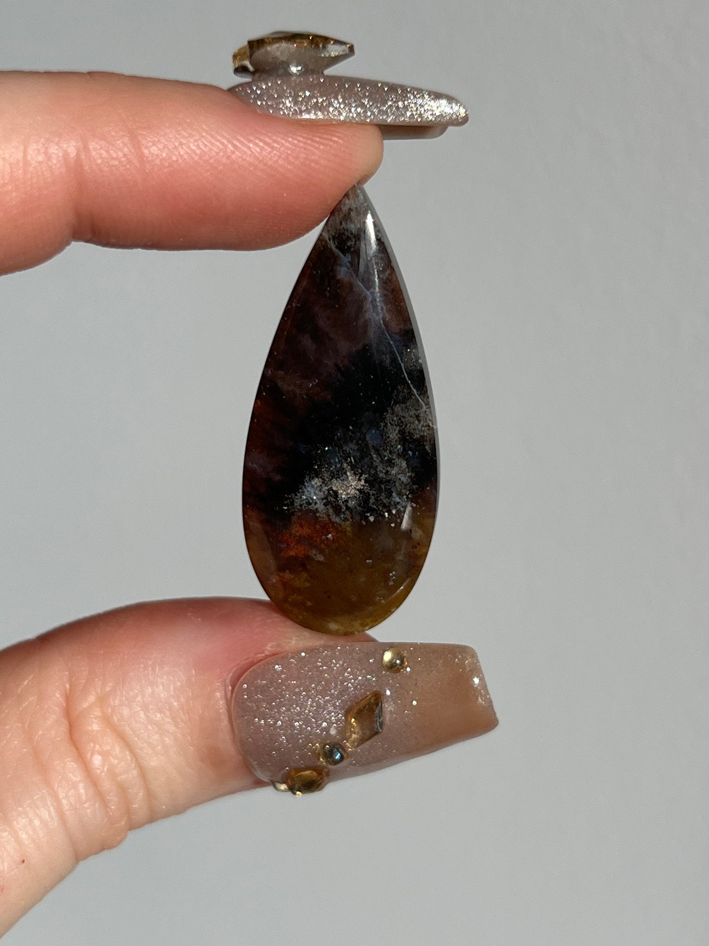 Petrified Wood and Marcasite Rounded Teardrop Cabochon (You Choose)