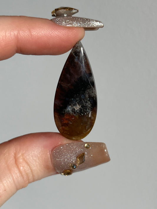 Petrified Wood and Marcasite Rounded Teardrop Cabochon (You Choose)