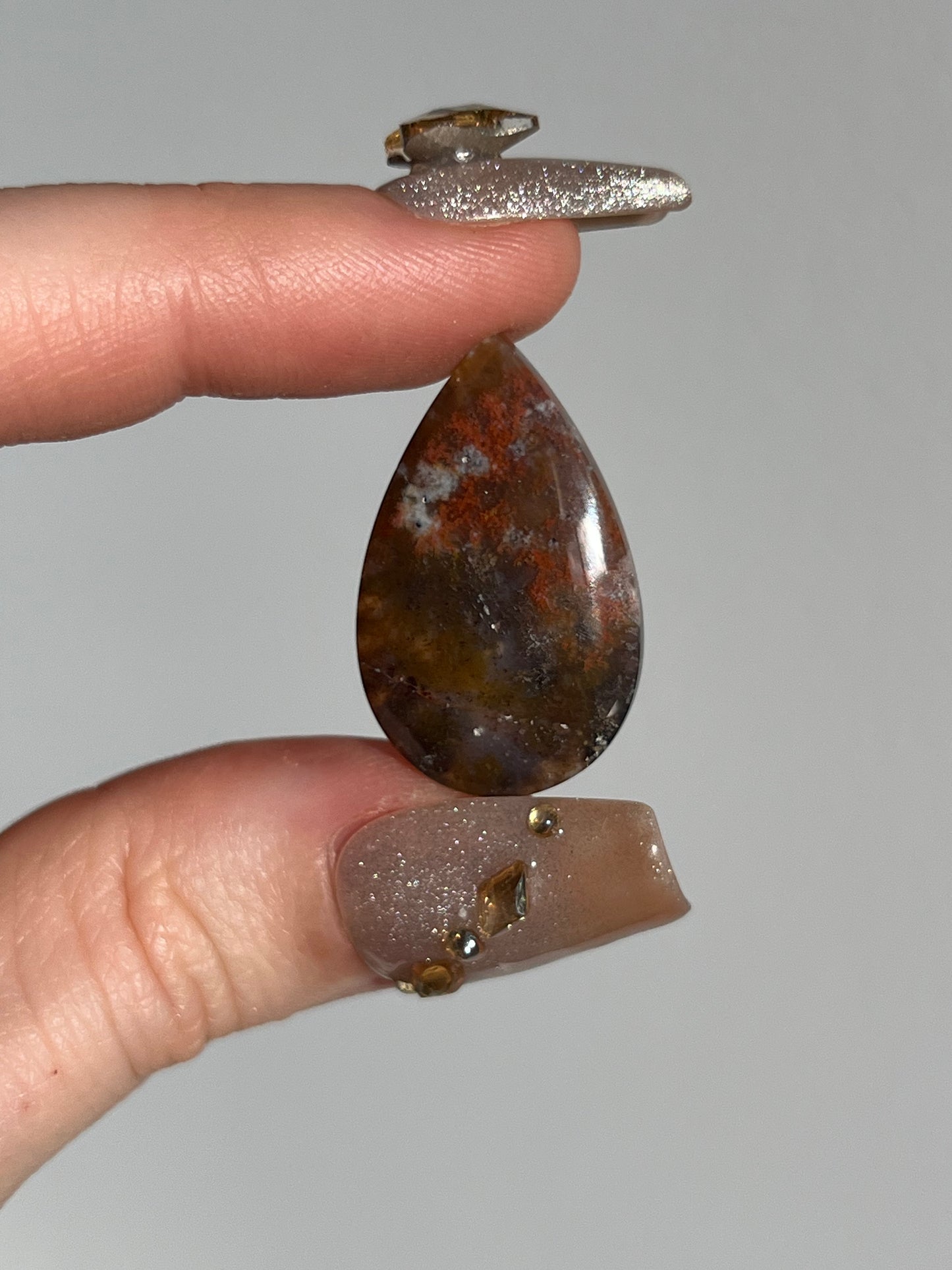 Petrified Wood and Marcasite Rounded Teardrop Cabochon (You Choose)