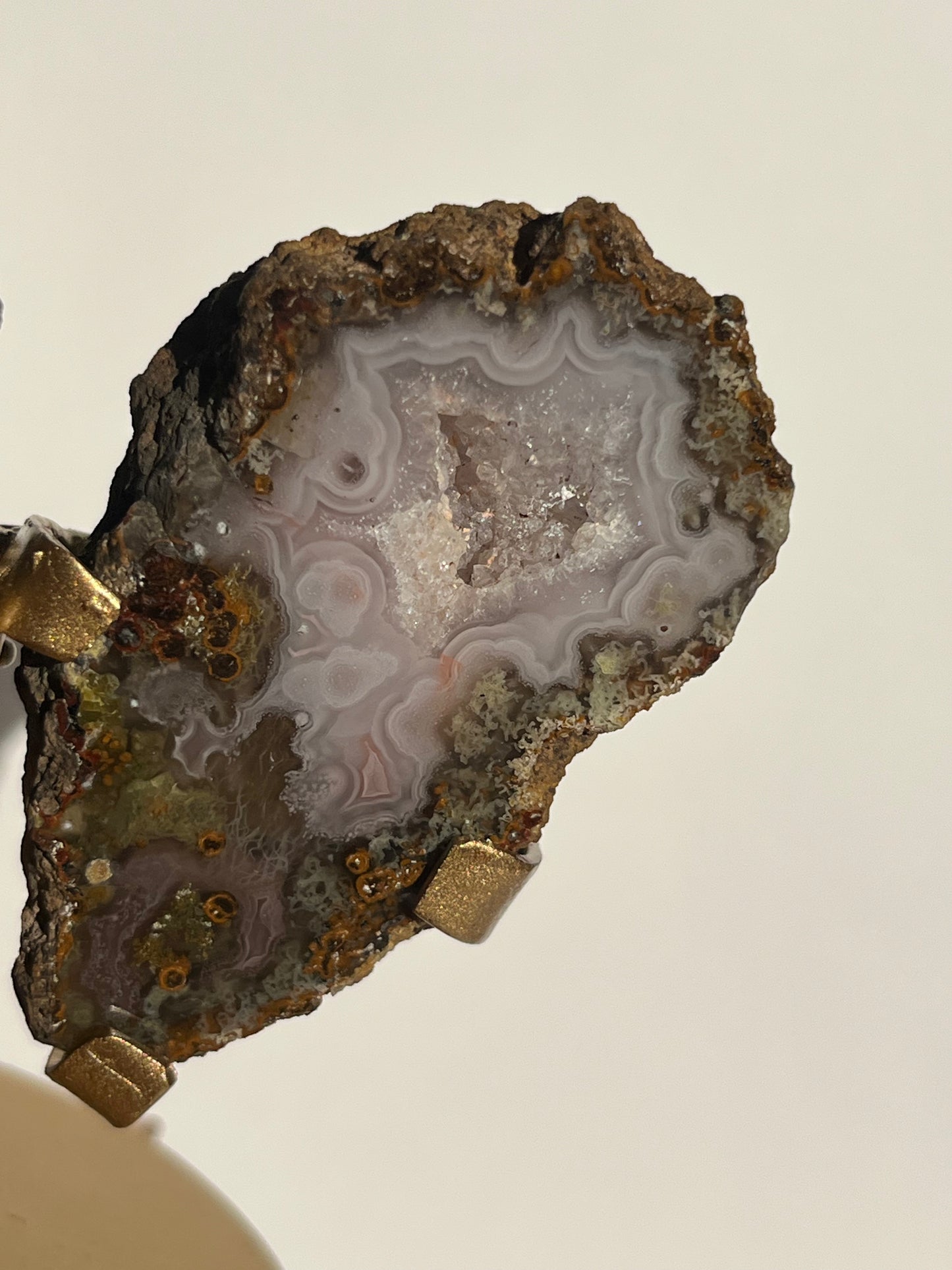 “The Garden of Paradise” Agua Nueva with Green Moss Inclusions Butterfly Pair on Stand