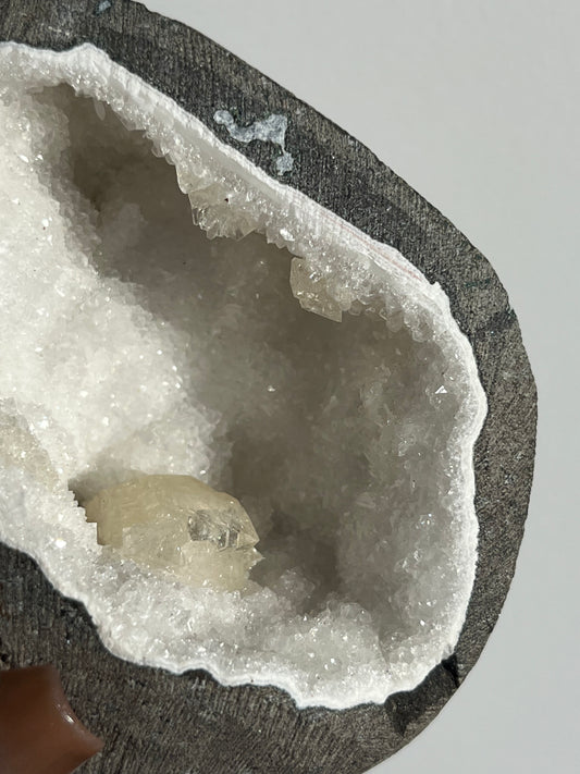 Apophyllite Geode Cave in Basalt with Calcite B