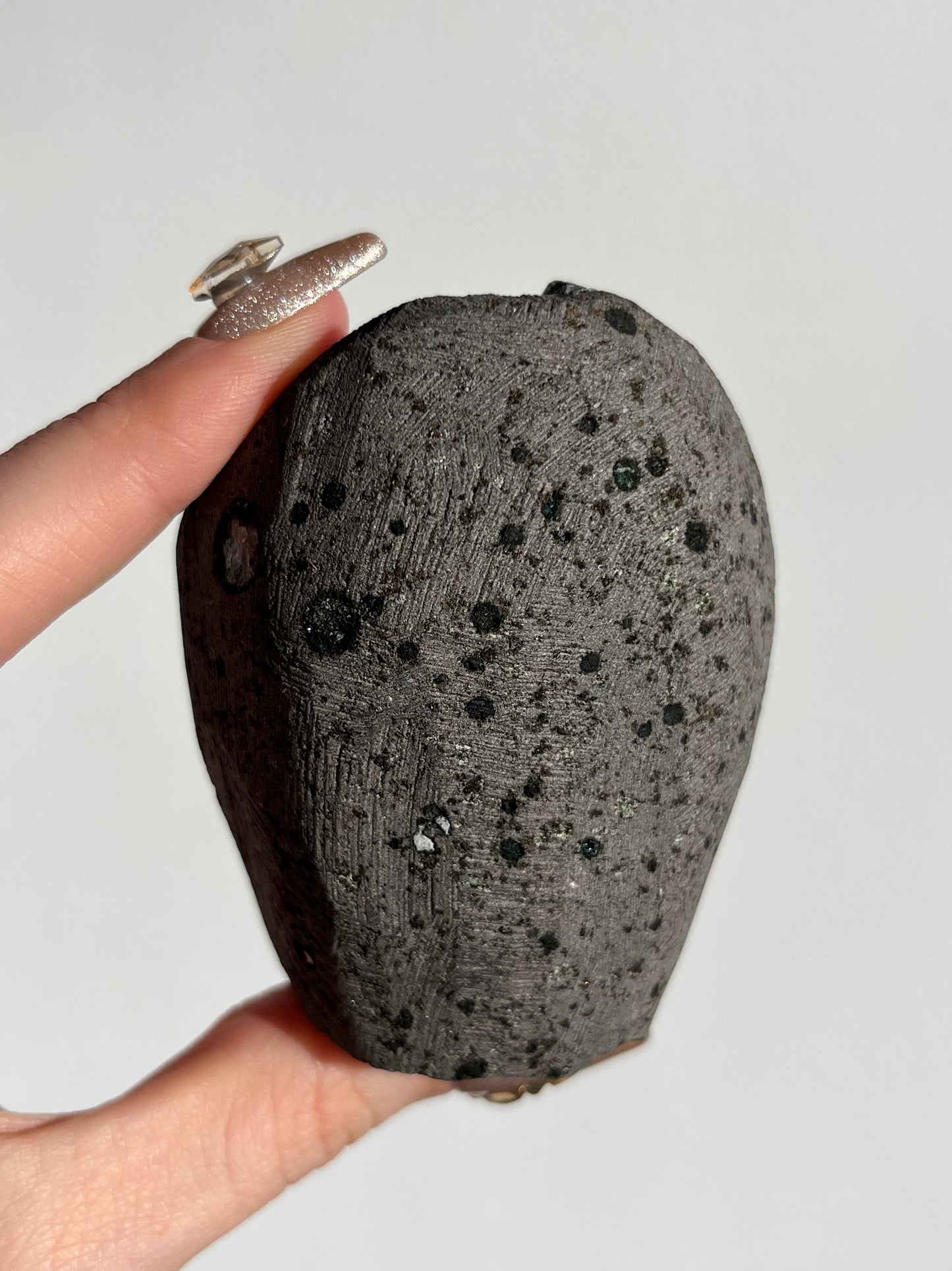 Black Chalcedony & Apophyllite Geode Cave in Basalt with Red Heulandite C