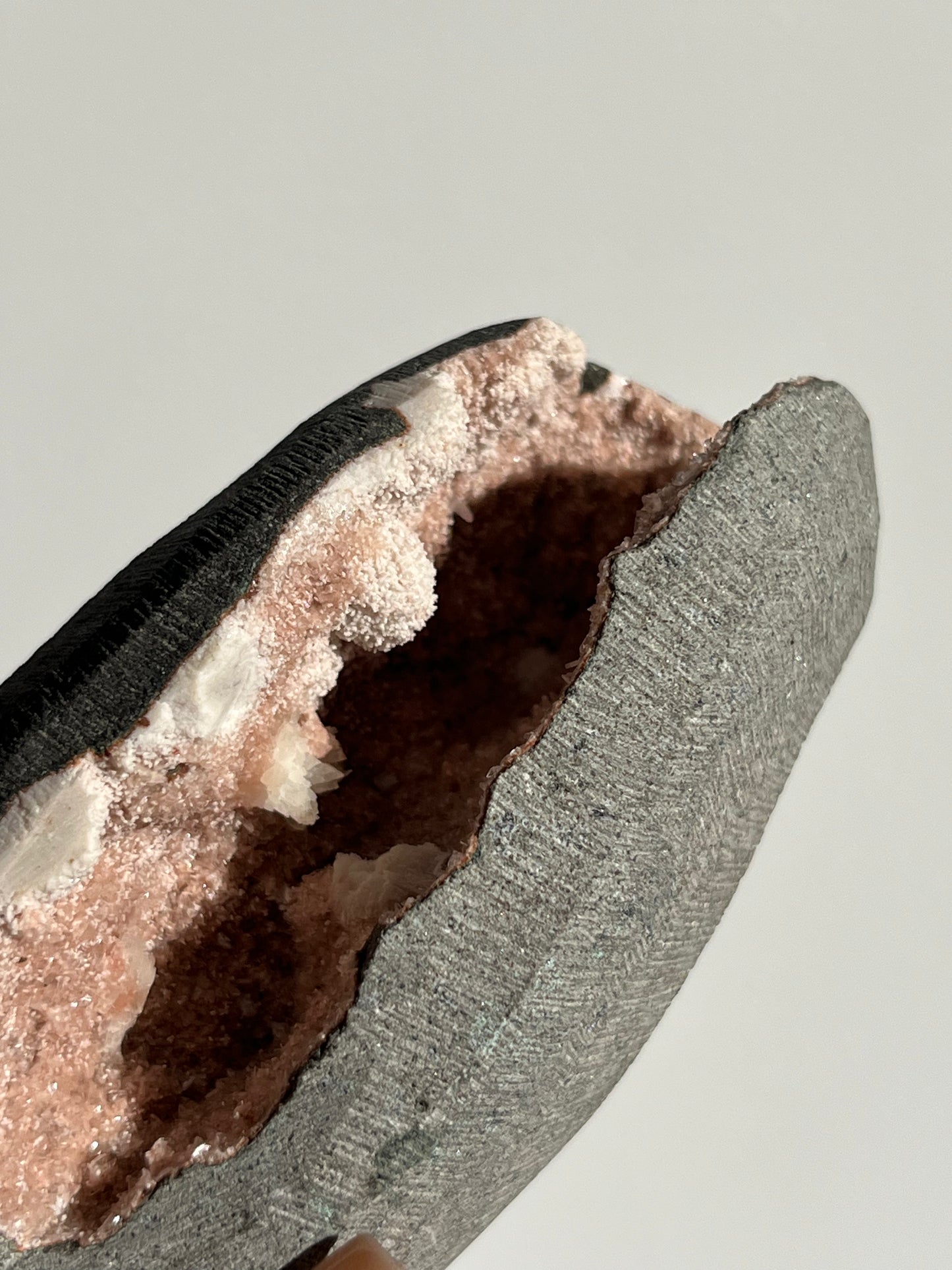 Red Heulandite Geode Cave in Basalt with Calcite and Thomsonite D