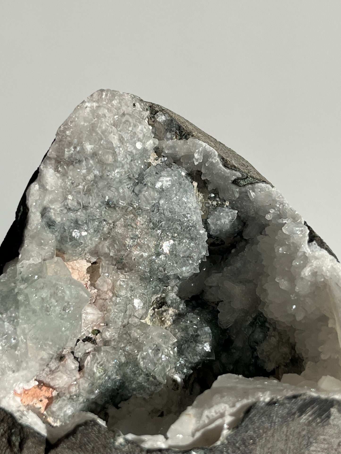Apophyllite with Stilbite Geode Cave in Basalt K