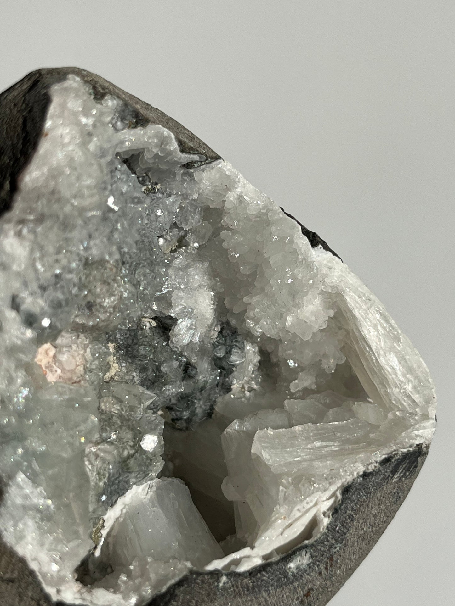 Apophyllite with Stilbite Geode Cave in Basalt K