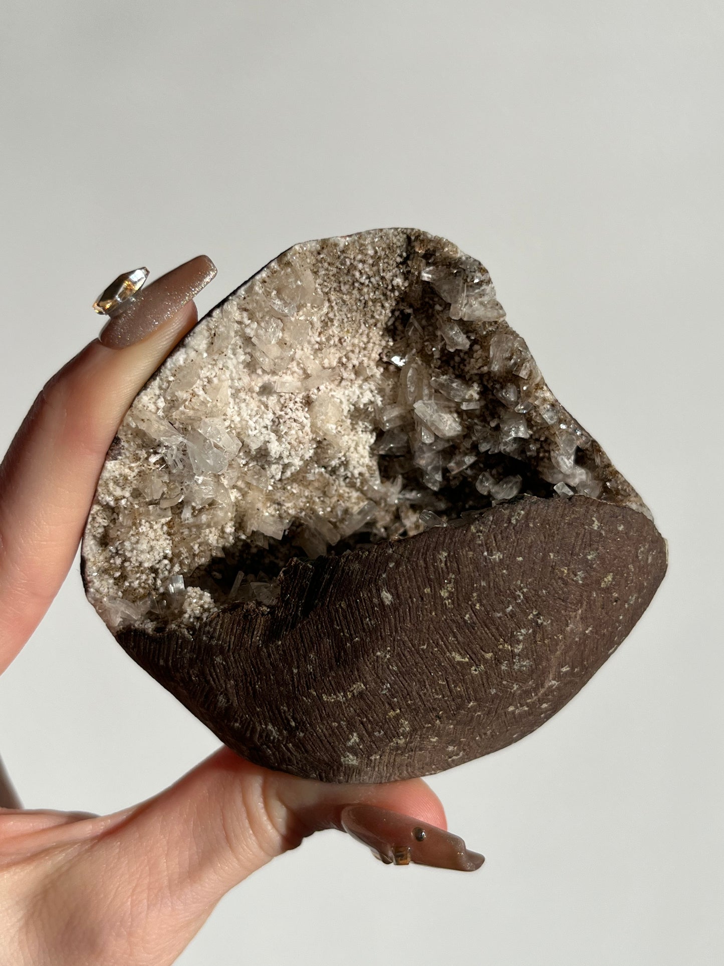 Clear Heulandite with Mordenite Geode Cave in Basalt N