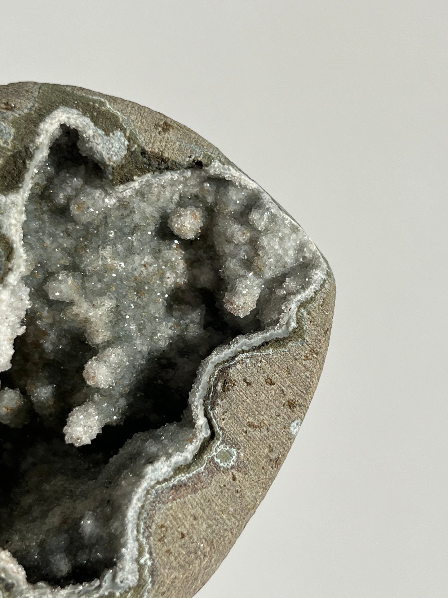 Grey Pseudostalactitic Chalcedony Geode Cave in Basalt Q