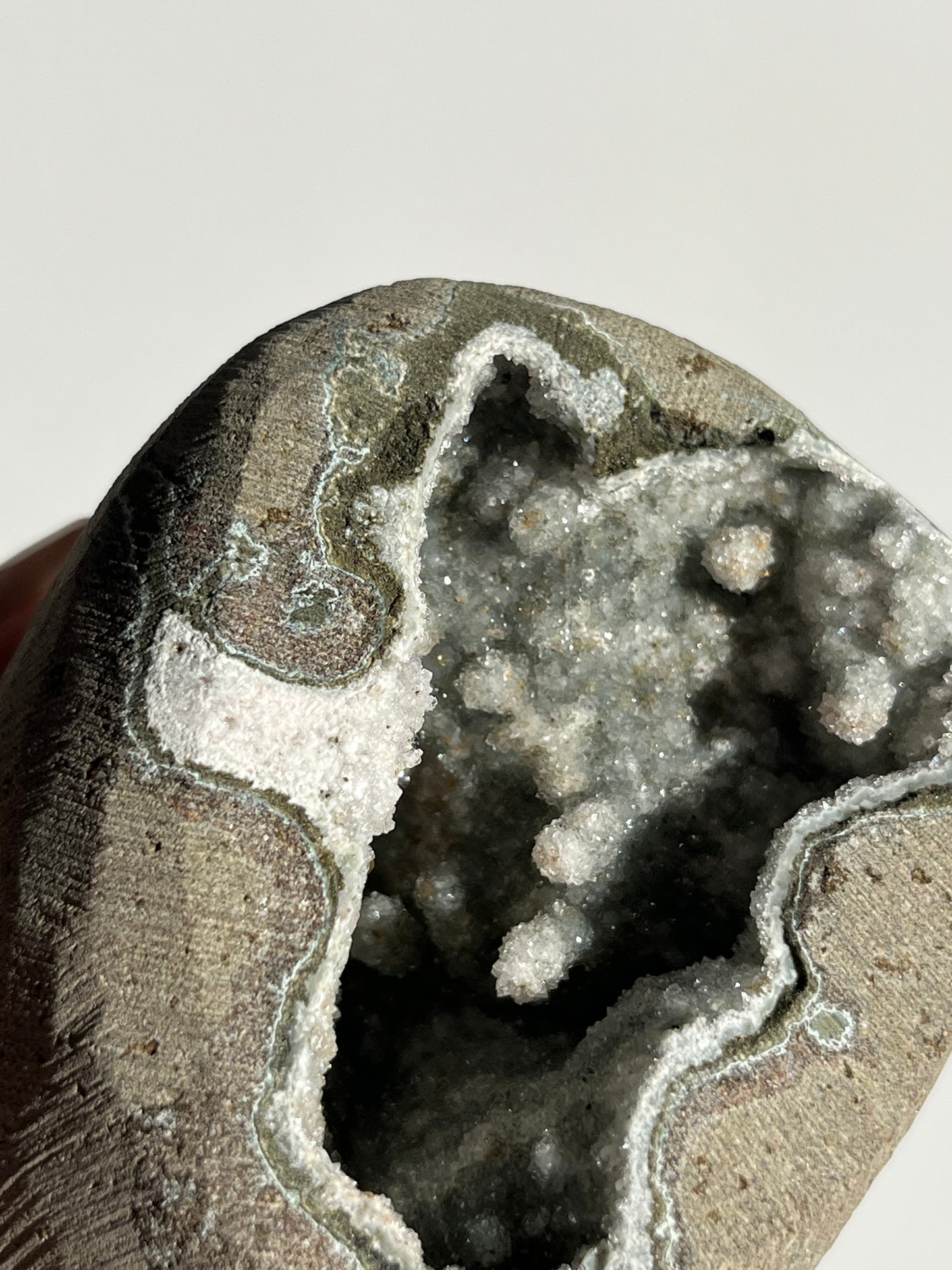Grey Pseudostalactitic Chalcedony Geode Cave in Basalt Q