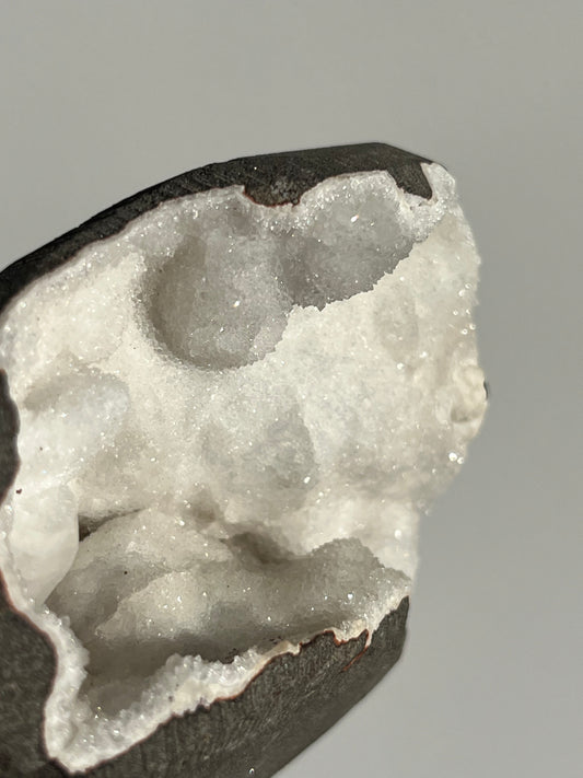 White Chalcedony with Apophyllite Geode Cave in Basalt S