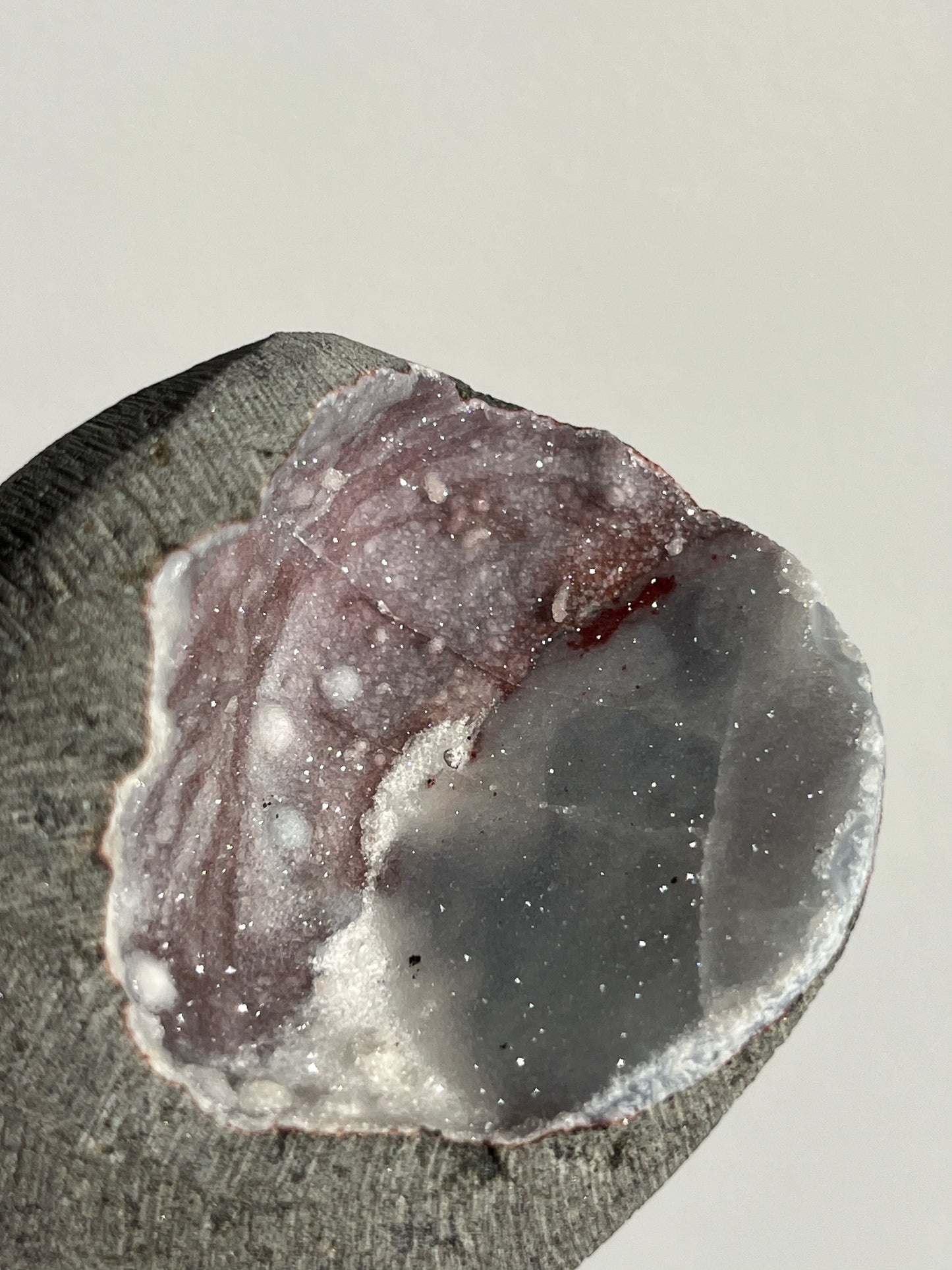 Pink-Purple Chalcedony Geode Cave in Basalt T