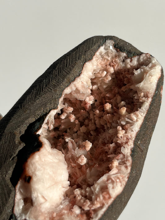 'Cherry Blossom' Peach Heulandite Geode Cave in Basalt U