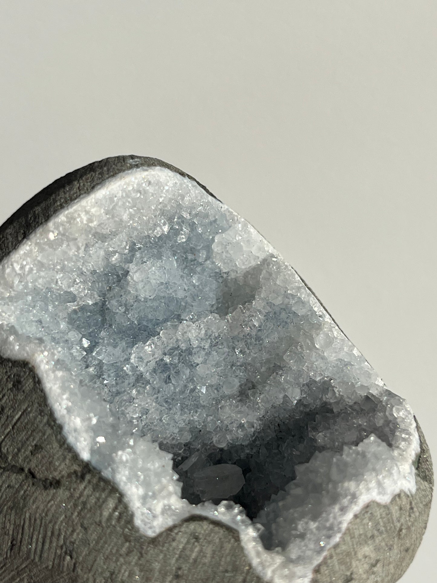 Grey-Blue Chalcedony with Apophyllite Geode Cave in Basalt X