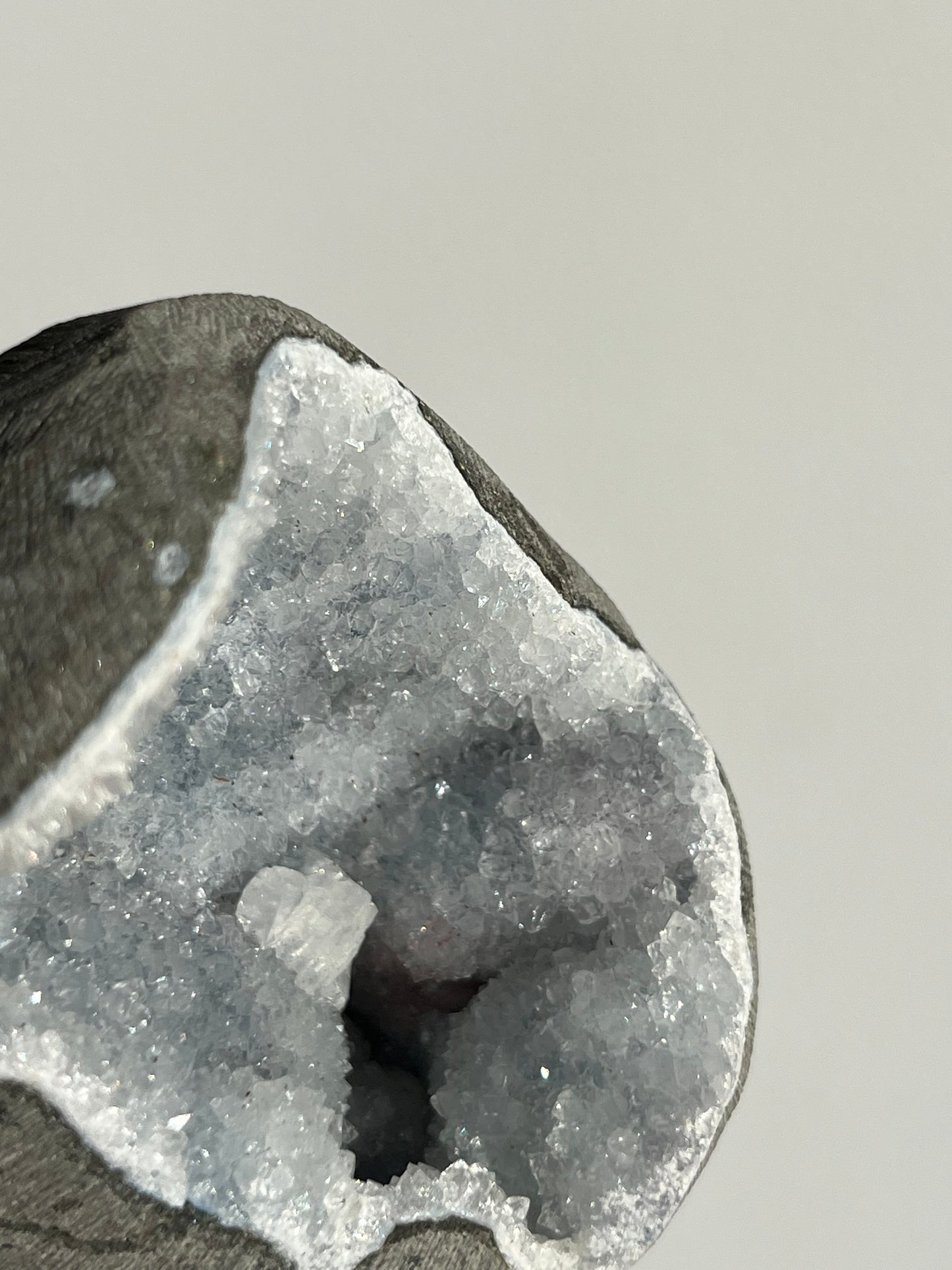 Grey-Blue Chalcedony with Apophyllite Geode Cave in Basalt X