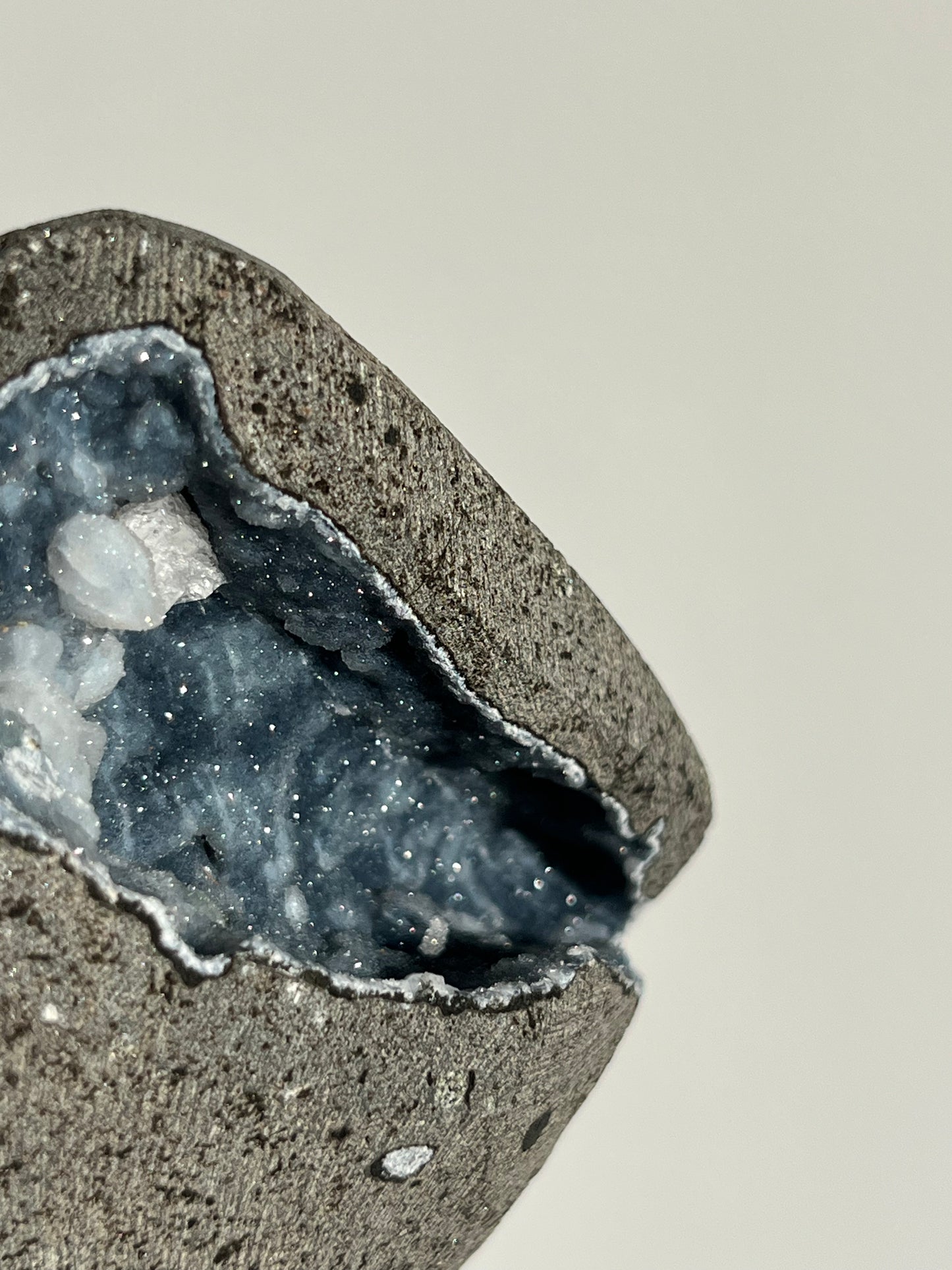 Blue Chalcedony with Apophyllite Geode Cave in Basalt AB