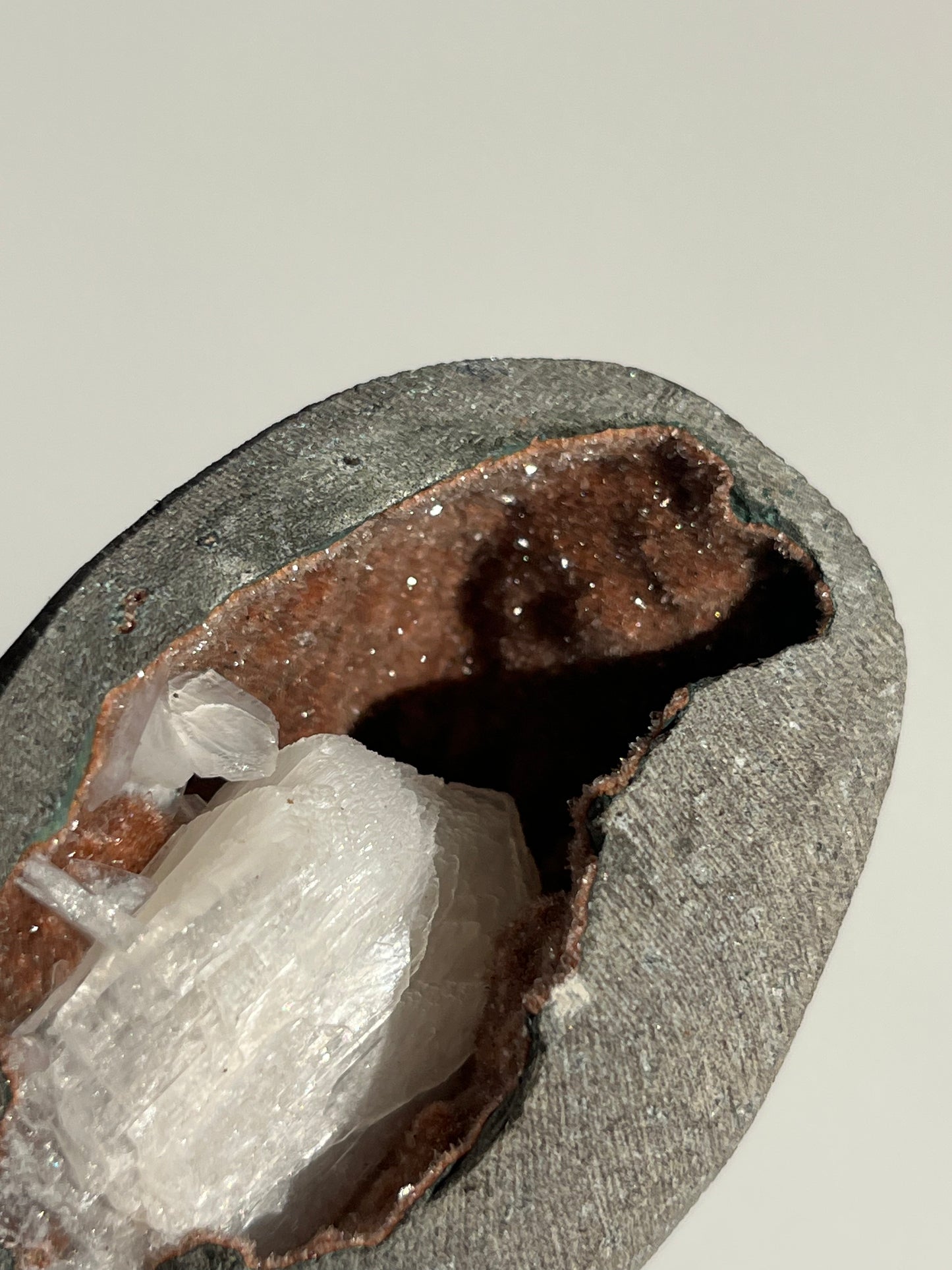 Red Heulandite with Stilbite Geode Cave in Basalt AC