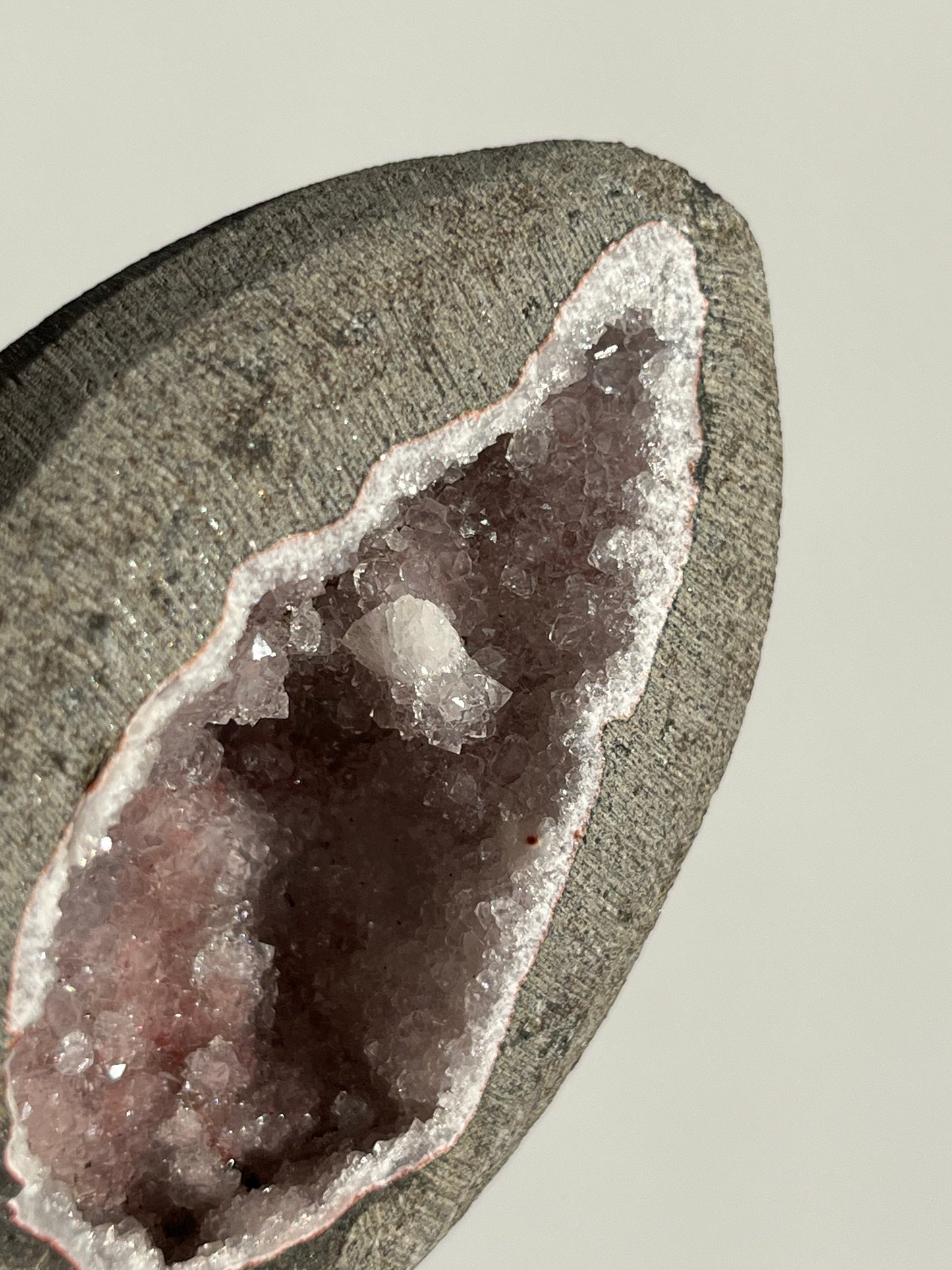 Amethyst with Stilbite Geode Cave in Basalt AE