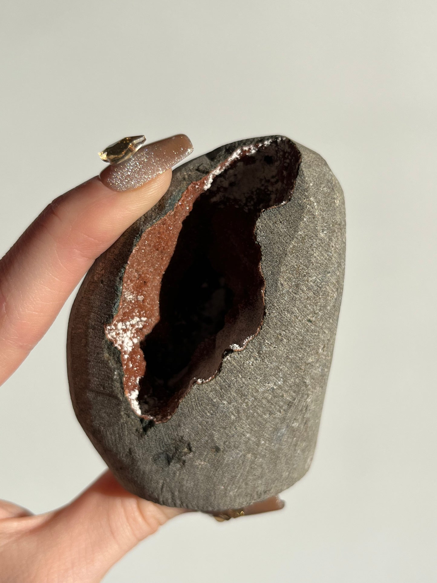 Druzy Red Chalcedony with Mordenite Geode Cave in Basalt AG