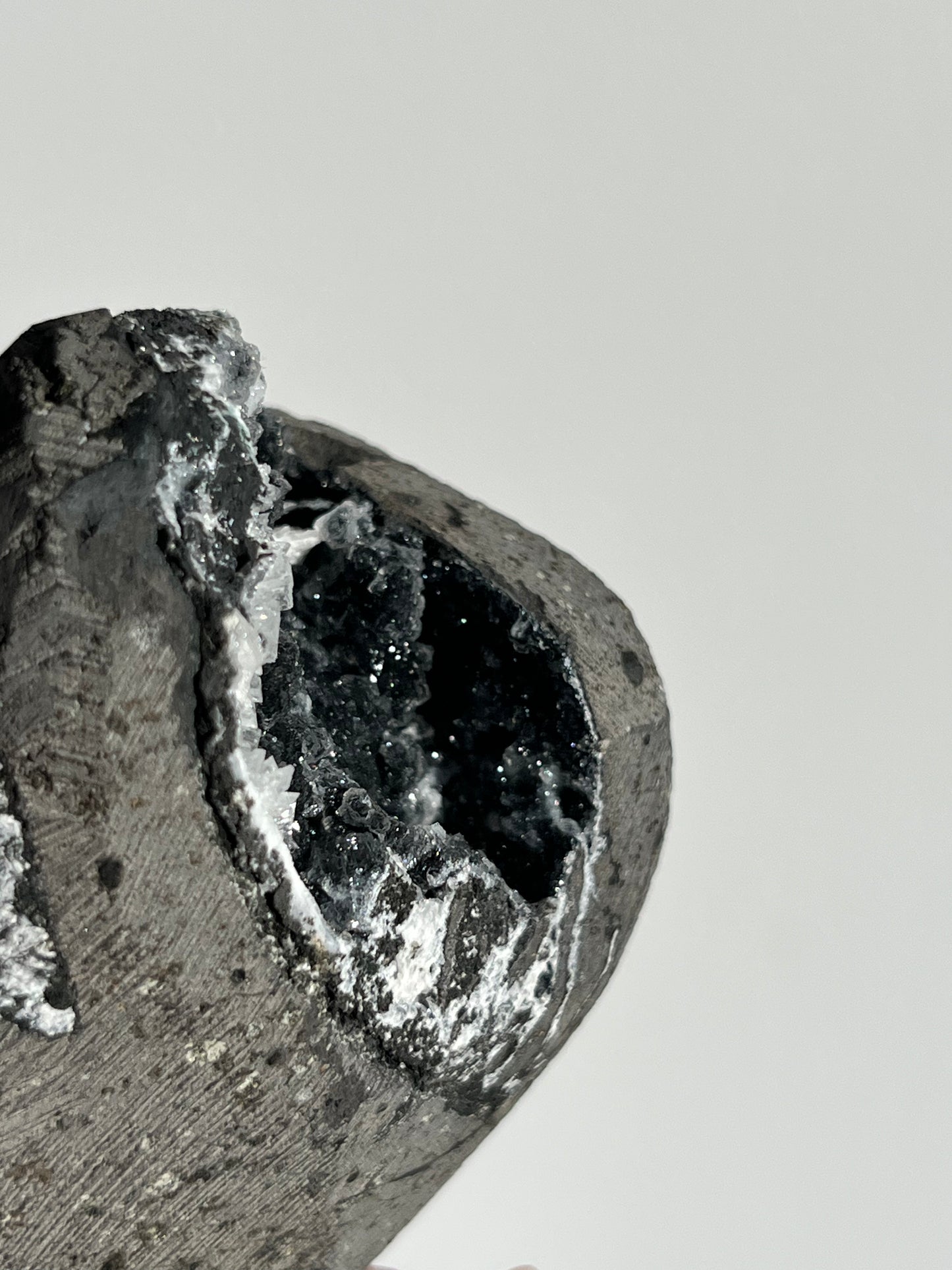 Black Chalcedony Geode Cave in Basalt AH