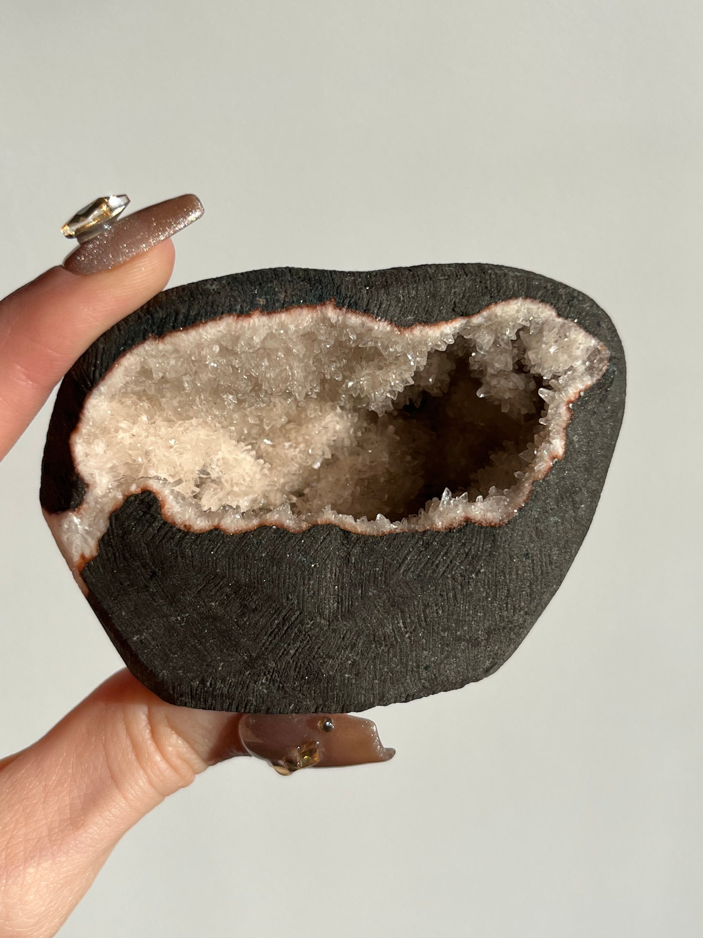 Peach Heulandite Geode Cave in Basalt AJ