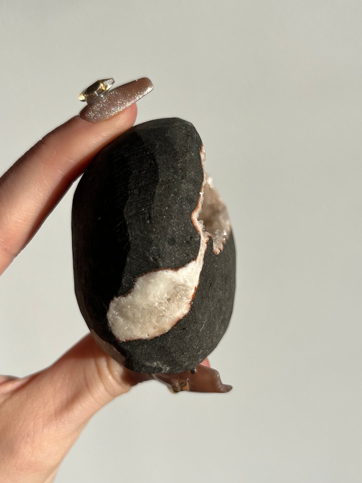 Peach Heulandite Geode Cave in Basalt AJ