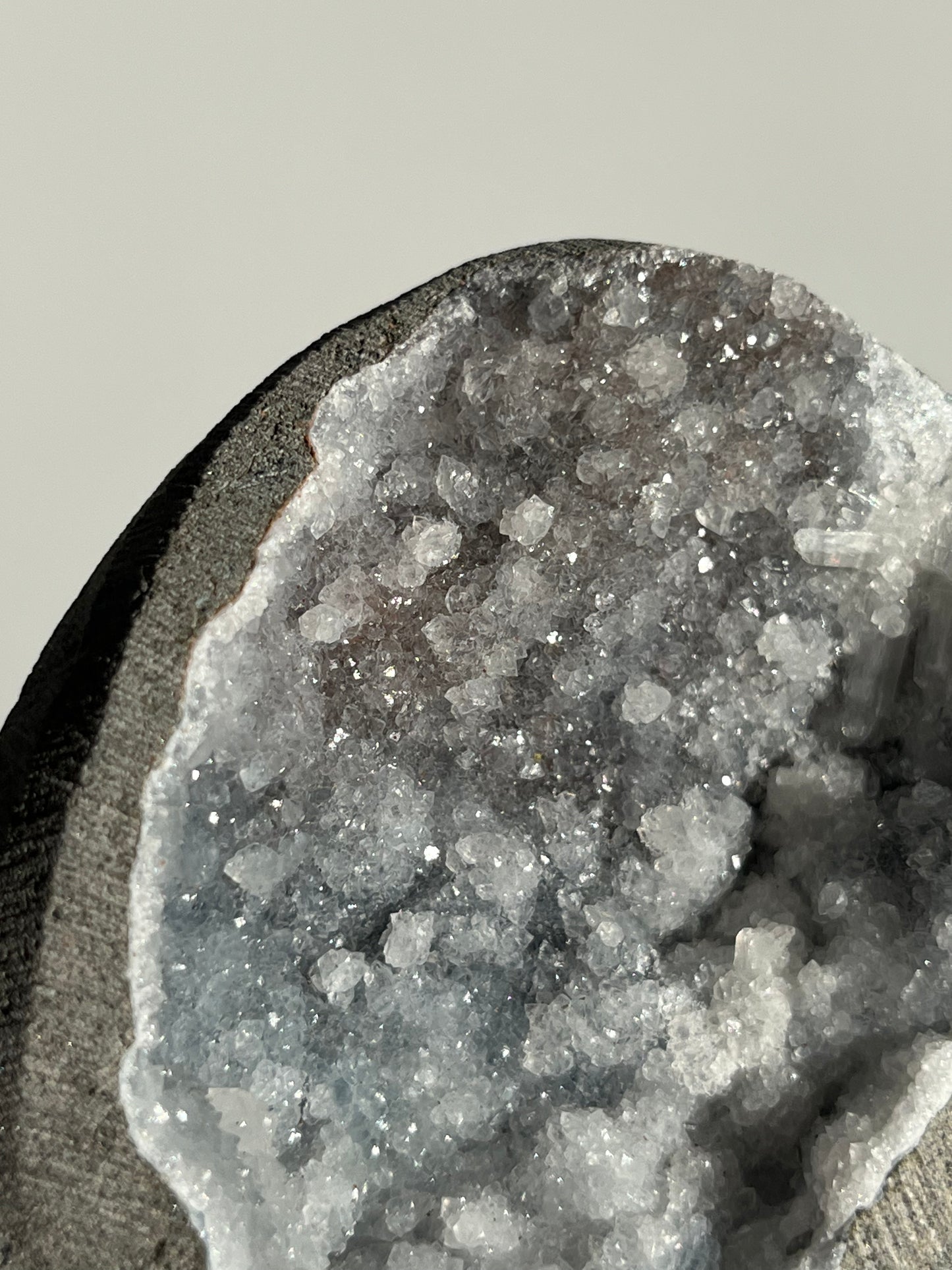 Grey Chalcedony Quartz Geode Cave in Basalt AL