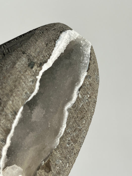 White Chalcedony with Apophyllite Geode Cave in Basalt AM