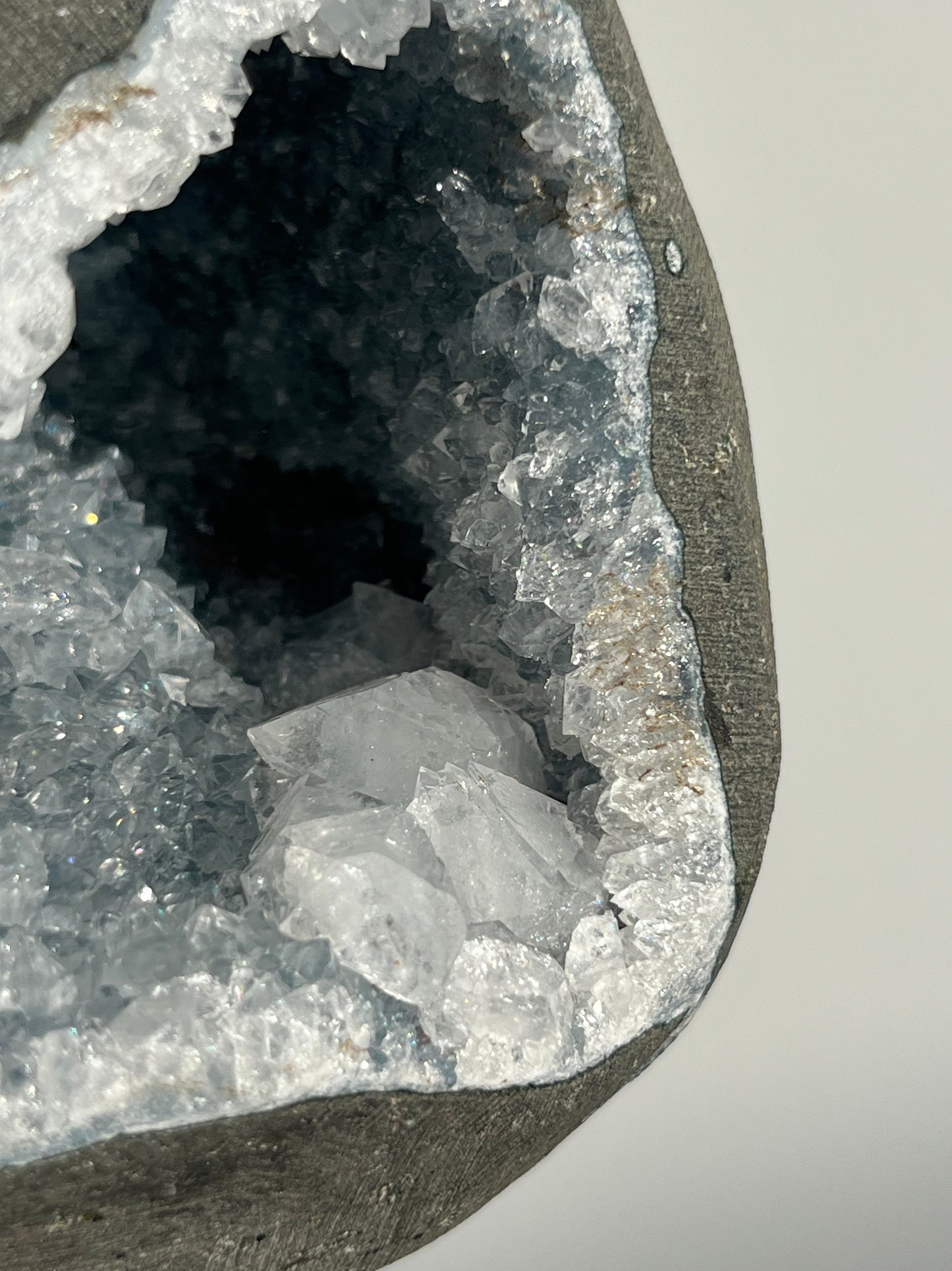 Apophyllite with Quartz Geode Cave in Basalt AU