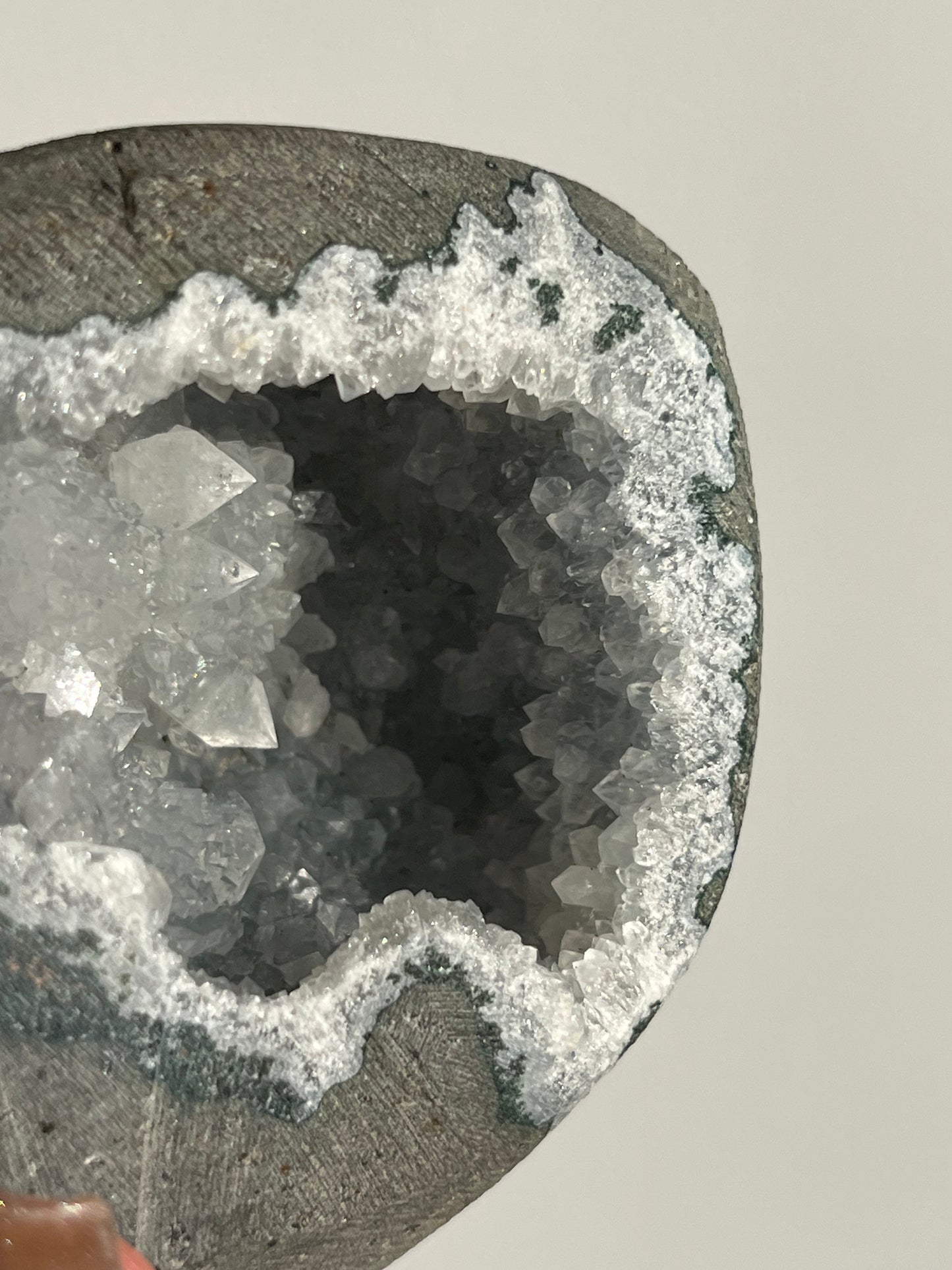 Apophyllite with Quartz Geode Cave in Basalt AW