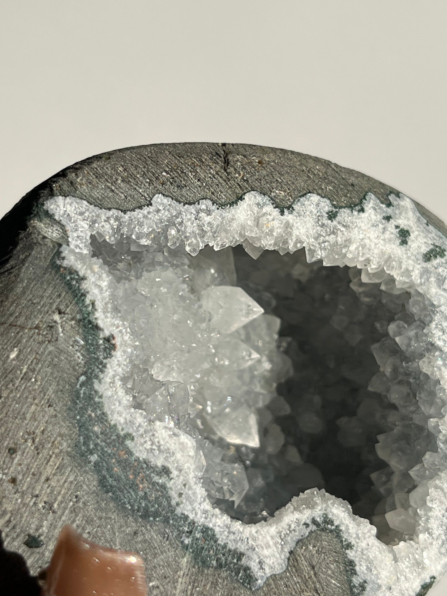Apophyllite with Quartz Geode Cave in Basalt AW