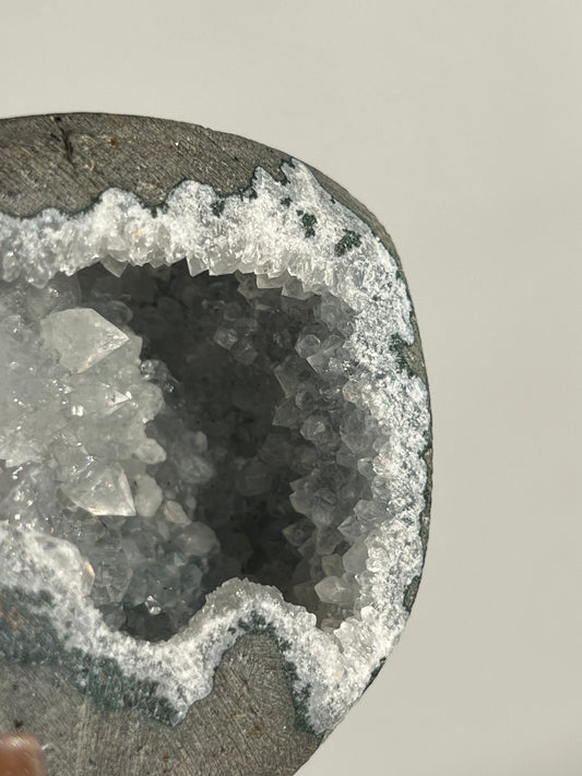 Apophyllite with Quartz Geode Cave in Basalt AW