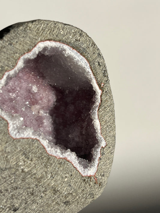 Amethyst with Chalcedony Geode Cave in Basalt AX