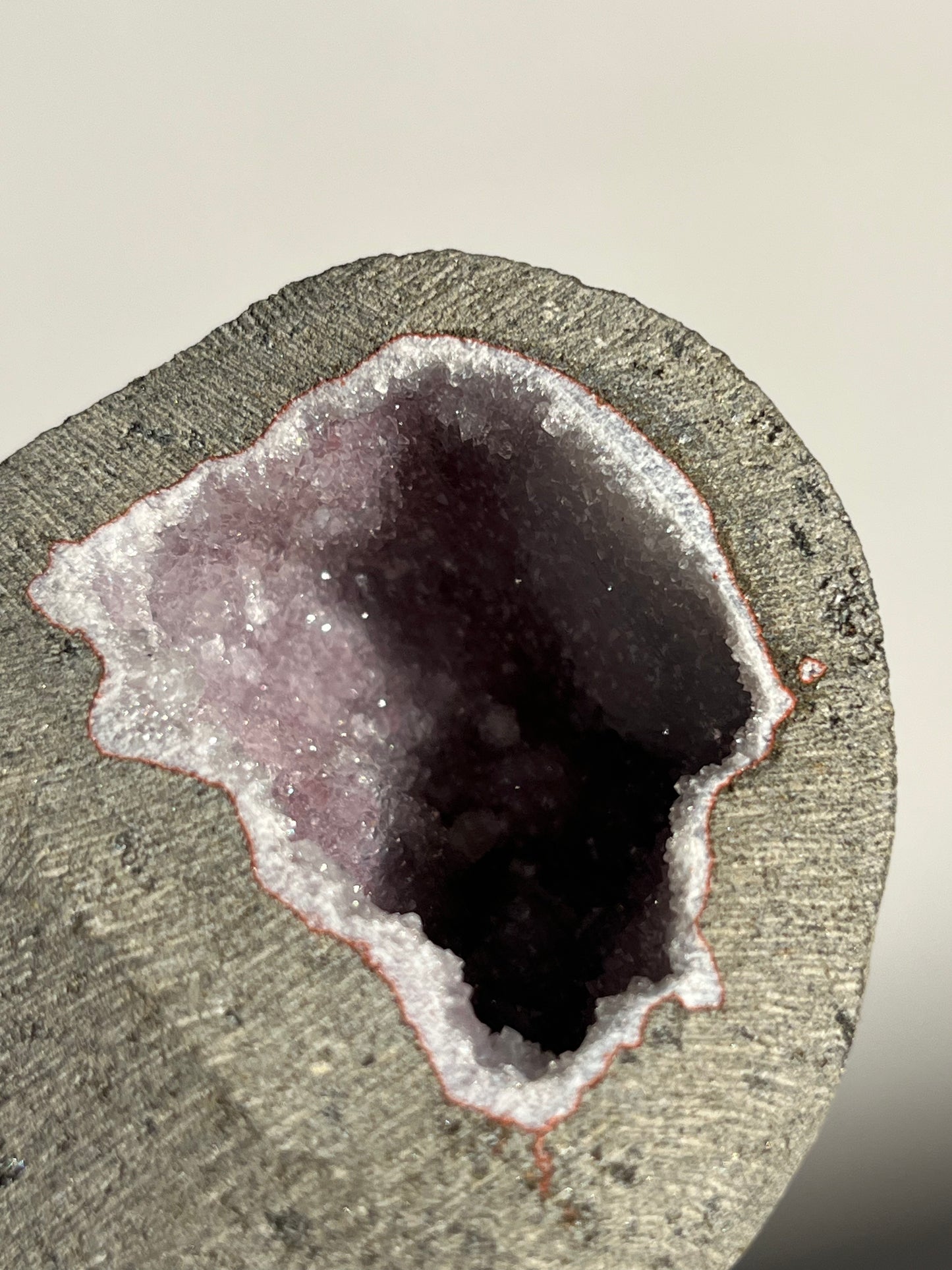 Amethyst with Chalcedony Geode Cave in Basalt AX