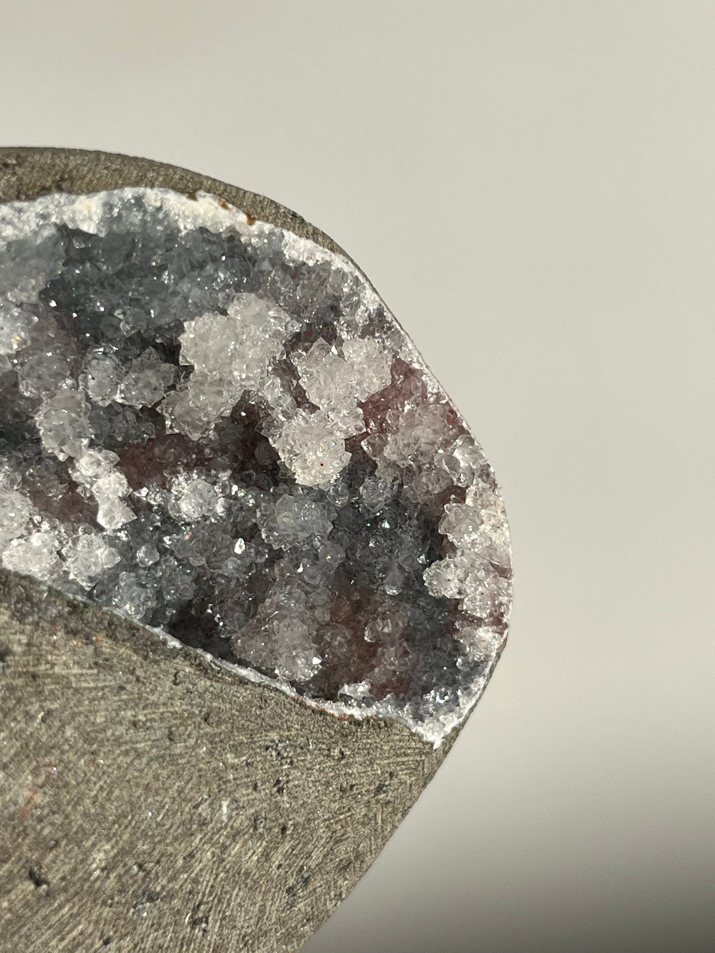 Grey Quartz with Pink Chalcedony Geode Cave in Basalt AZ